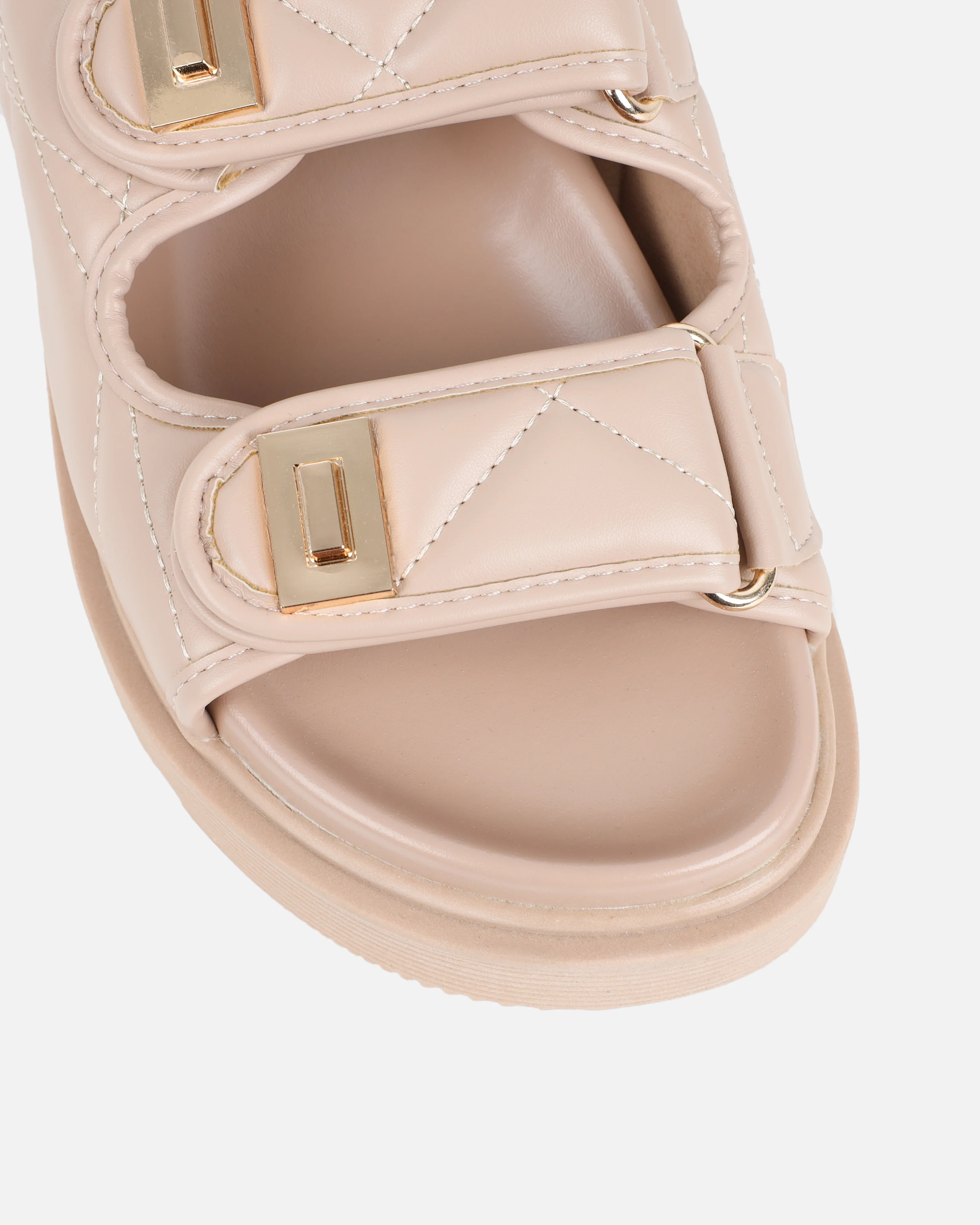 Eboni Nude Chunky Flat Sandals - Image 4