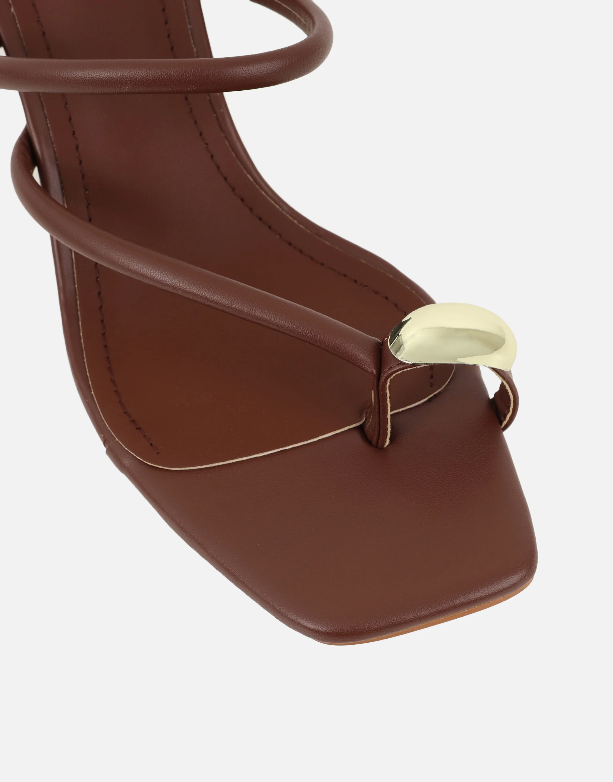 Eleanor Brown Gold Toe Post Detail Mules - Image 4
