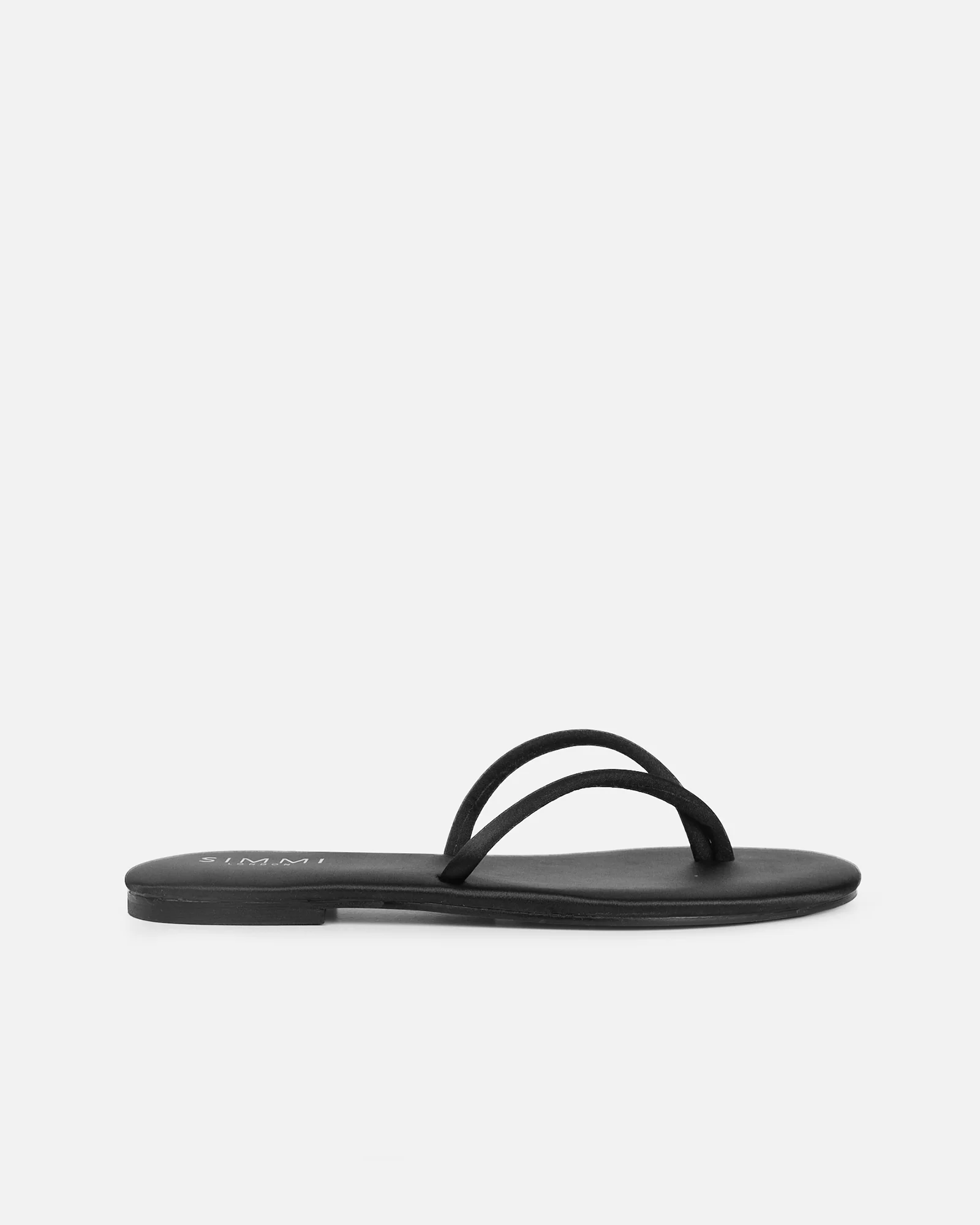 Elmas Black Satin Toe Post Sandals - Image 2