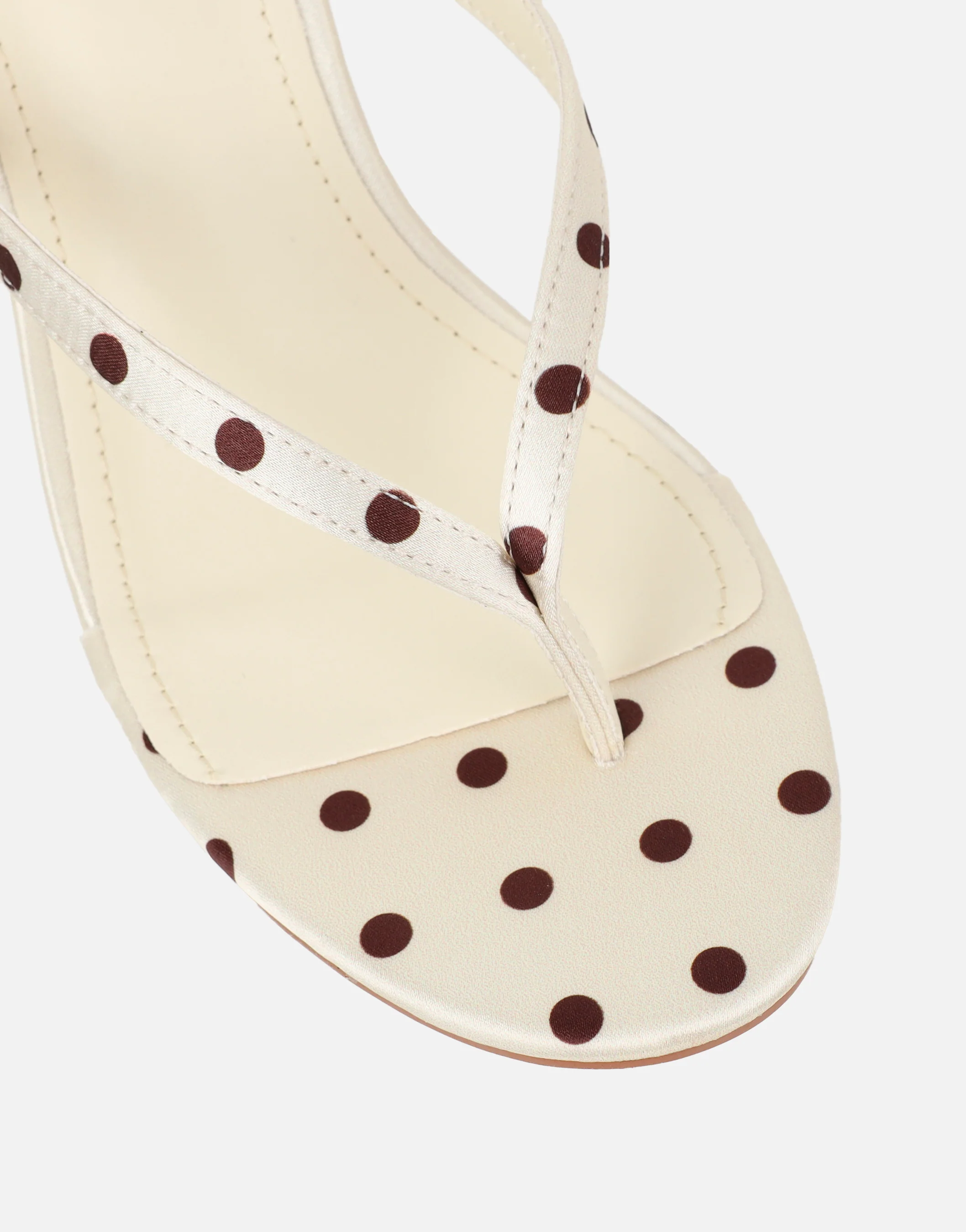 Emeriee Butter Cream Polka Toe Post Wedge Sandals - Image 4