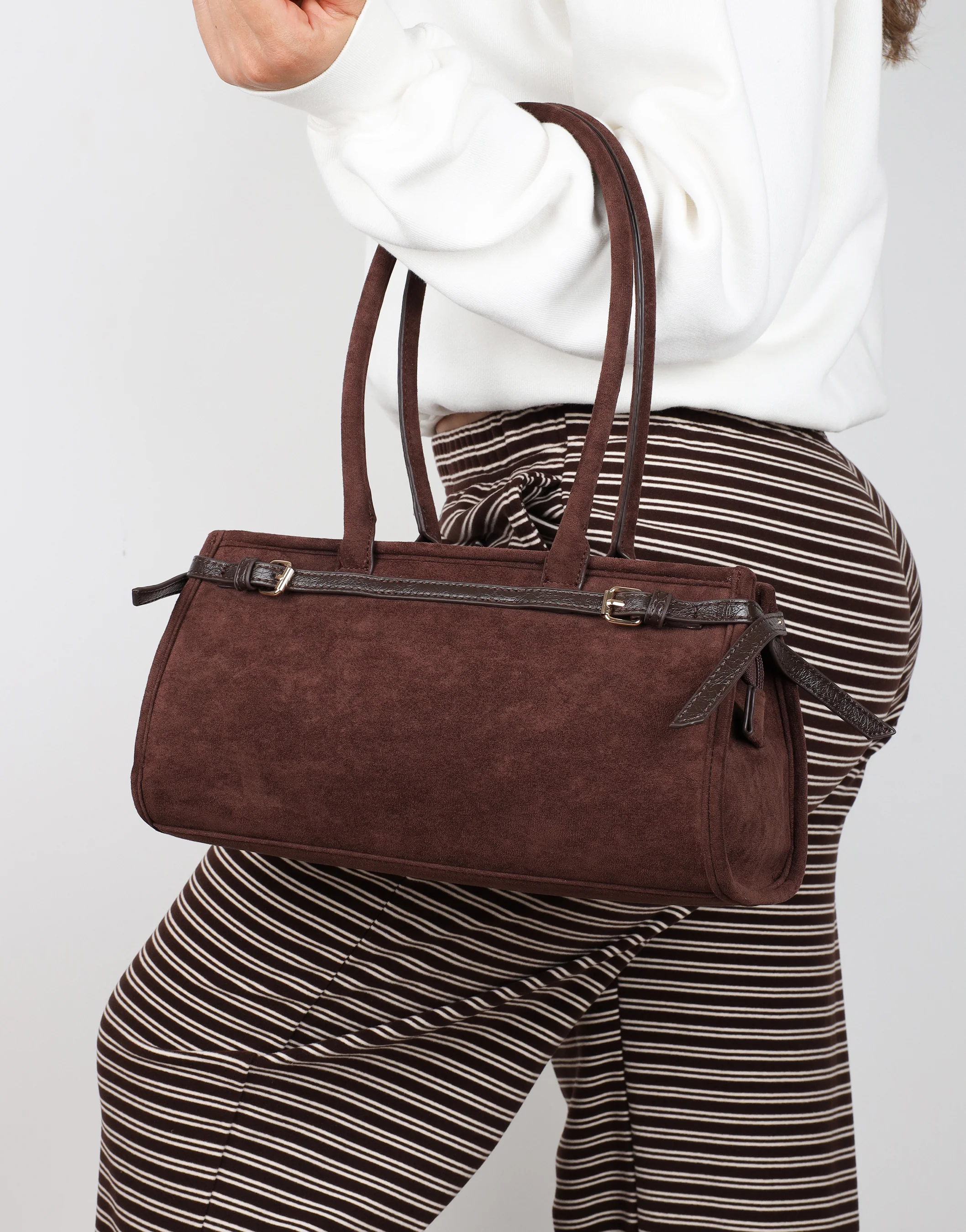 Eos Chocolate Suede Handbag - Image 2