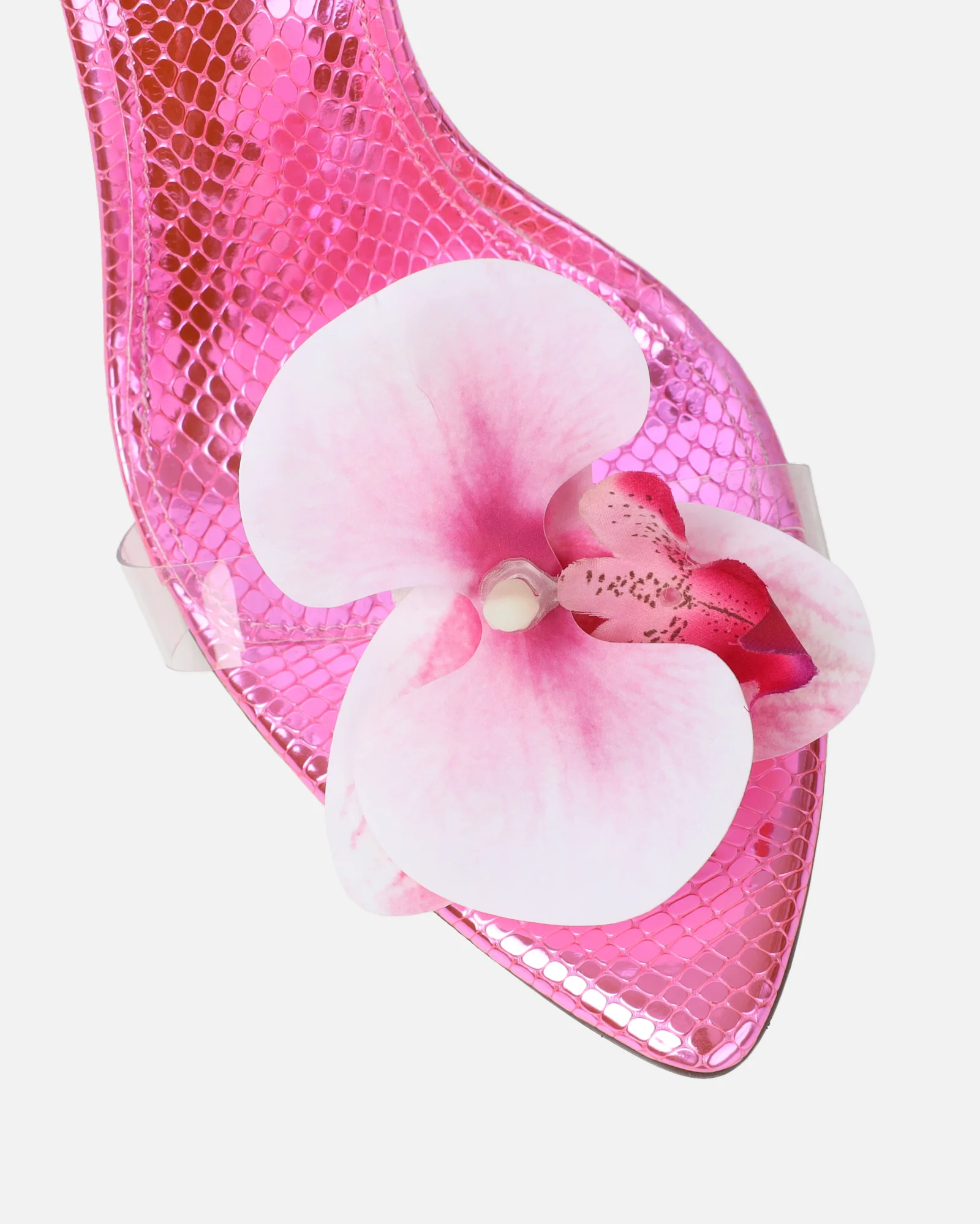 Erica Pink Snake Flower Embellished Heeled Sandals - Image 4