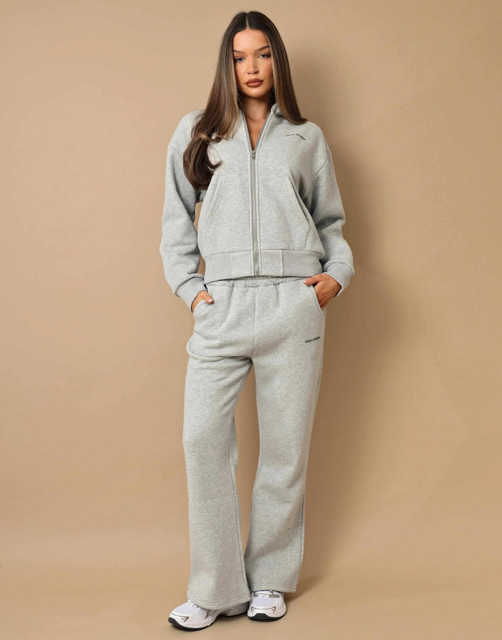 Nova Simmi Studios Essentials Zip Through Hoodie in Grey Marl - Image 3
