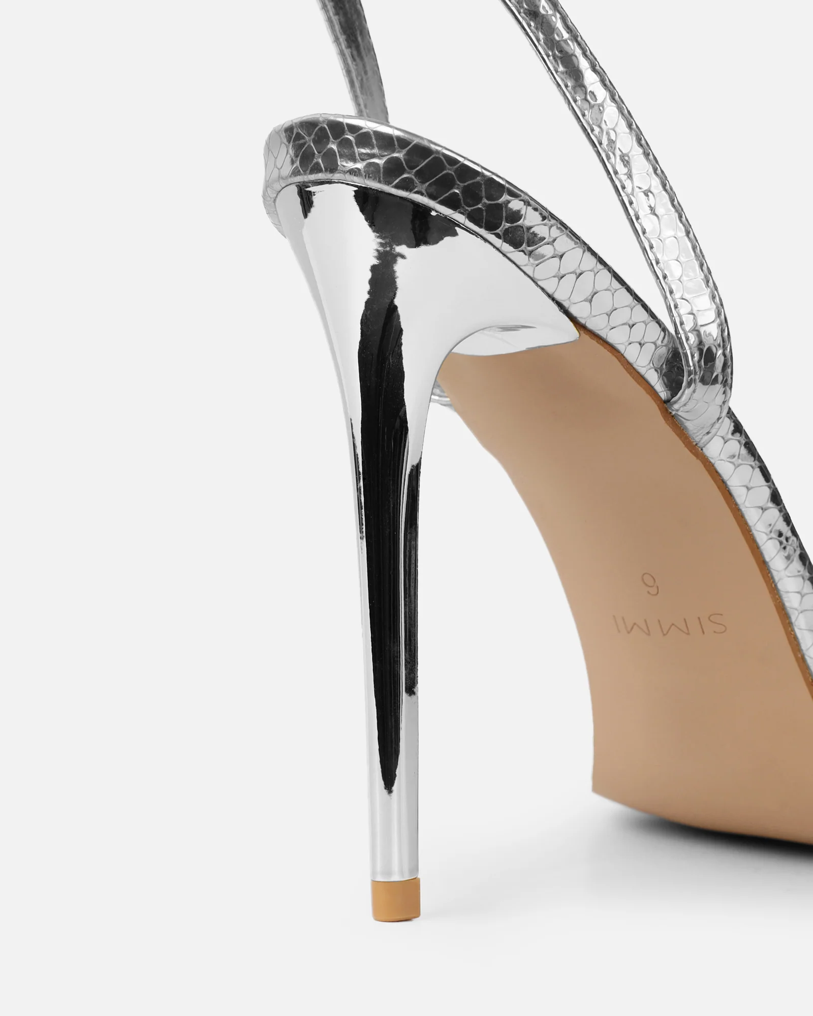 Estafaniaa Silver Snake Stiletto Sandals - Image 3