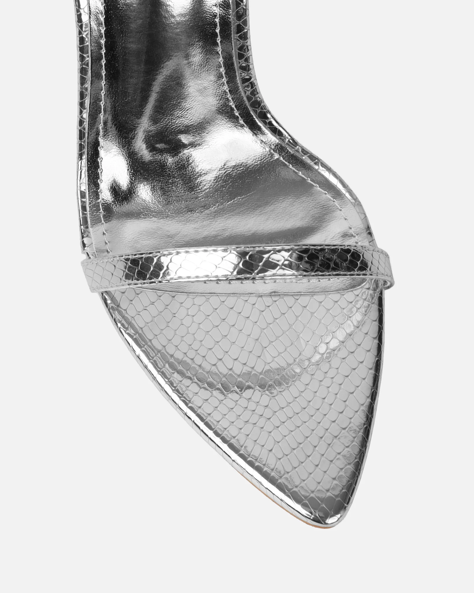 Estafaniaa Silver Snake Stiletto Sandals - Image 4