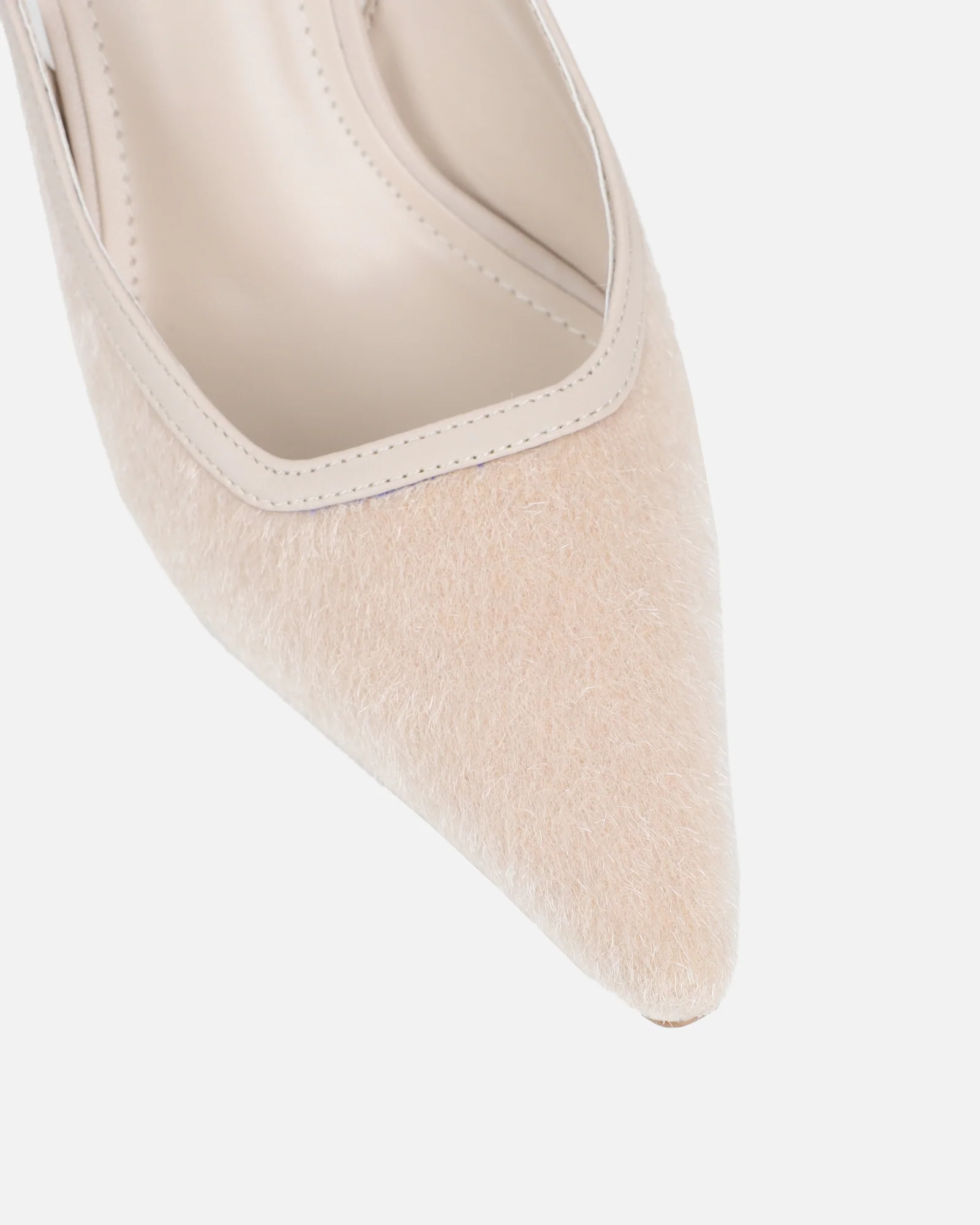 Exmoor Beige Plush Slingback Courts - Image 4