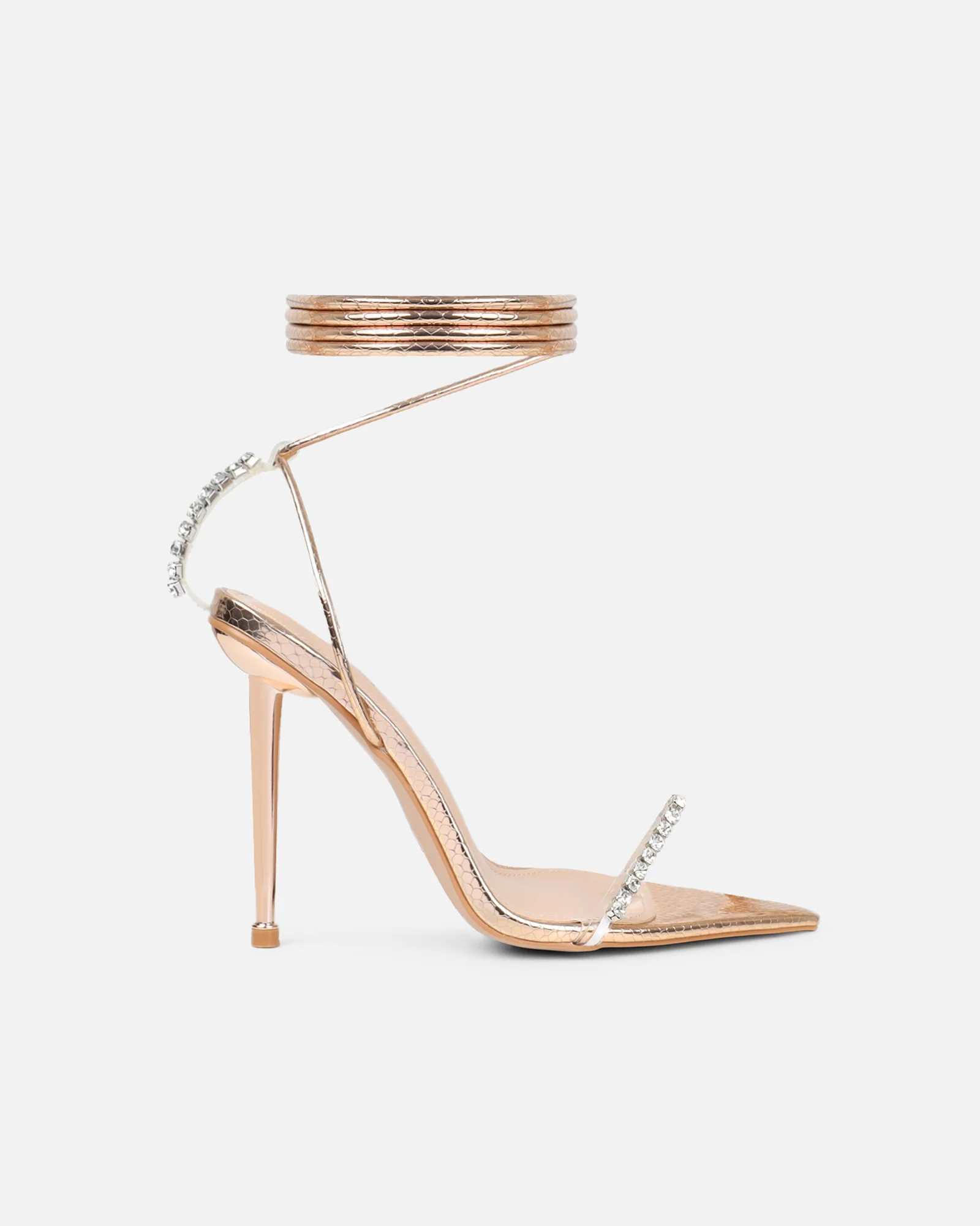 Felicity Gold Mirror Snake Diamante Heels - Image 2