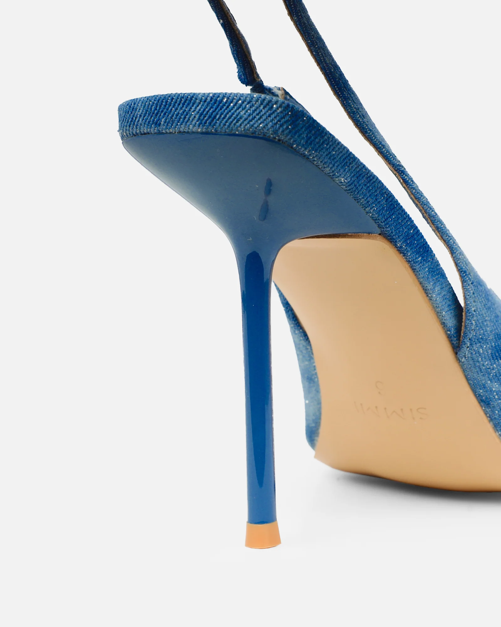 Flora Blue Denim Sling Back Court Shoes - Image 3