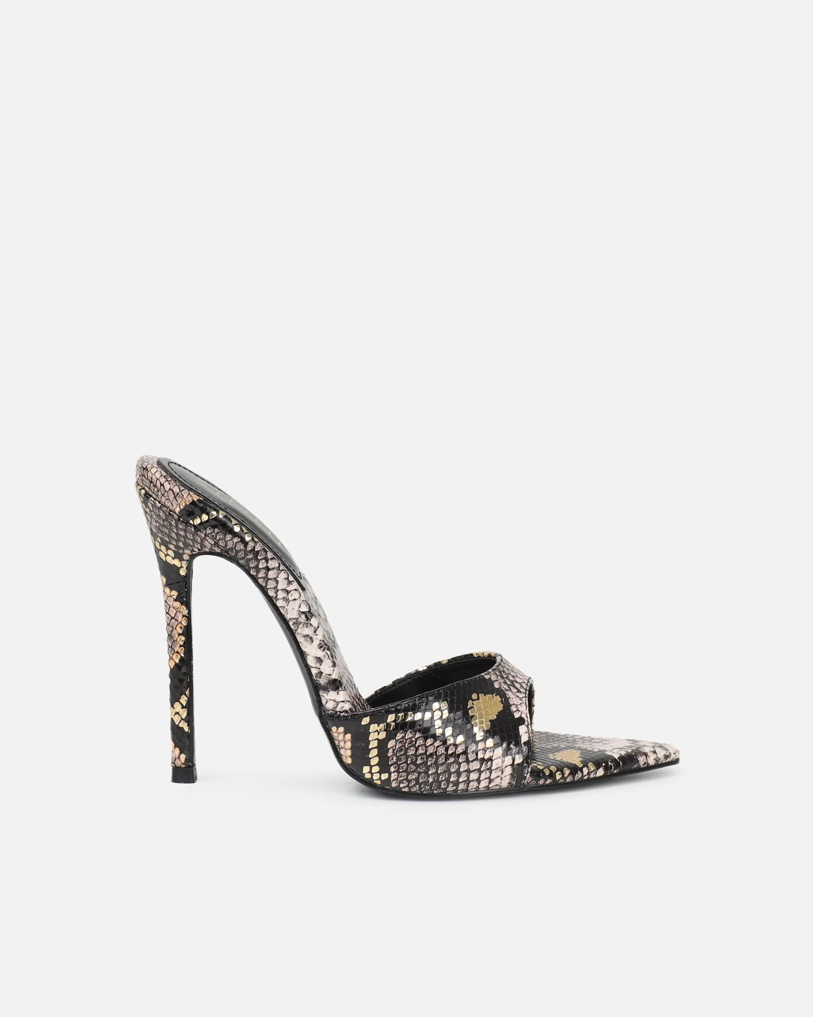 Franca Beige Snake Print Stiletto Mules - Image 2