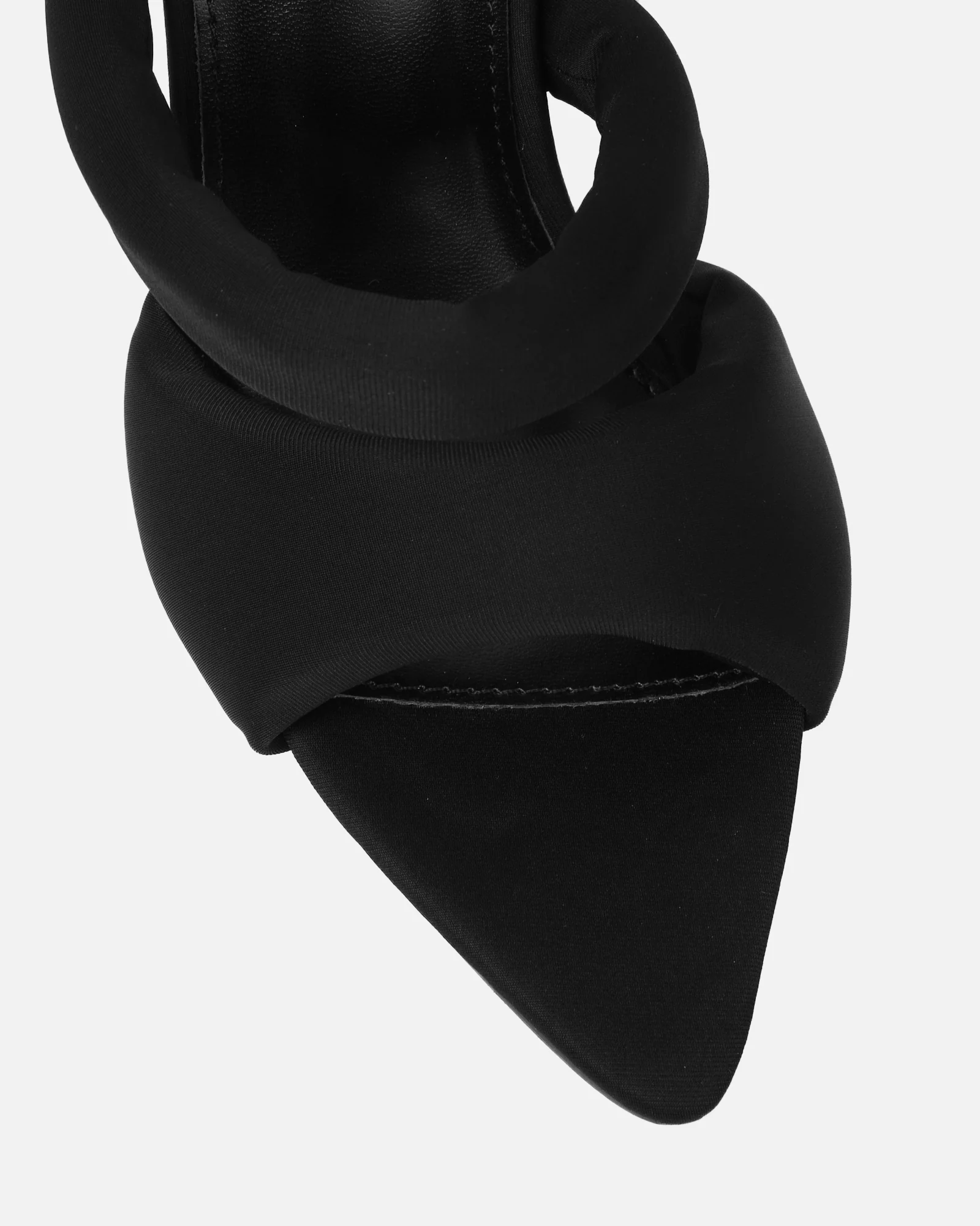 Freyda Black Lycra Pointed Toe Heeled Sandals - Image 4