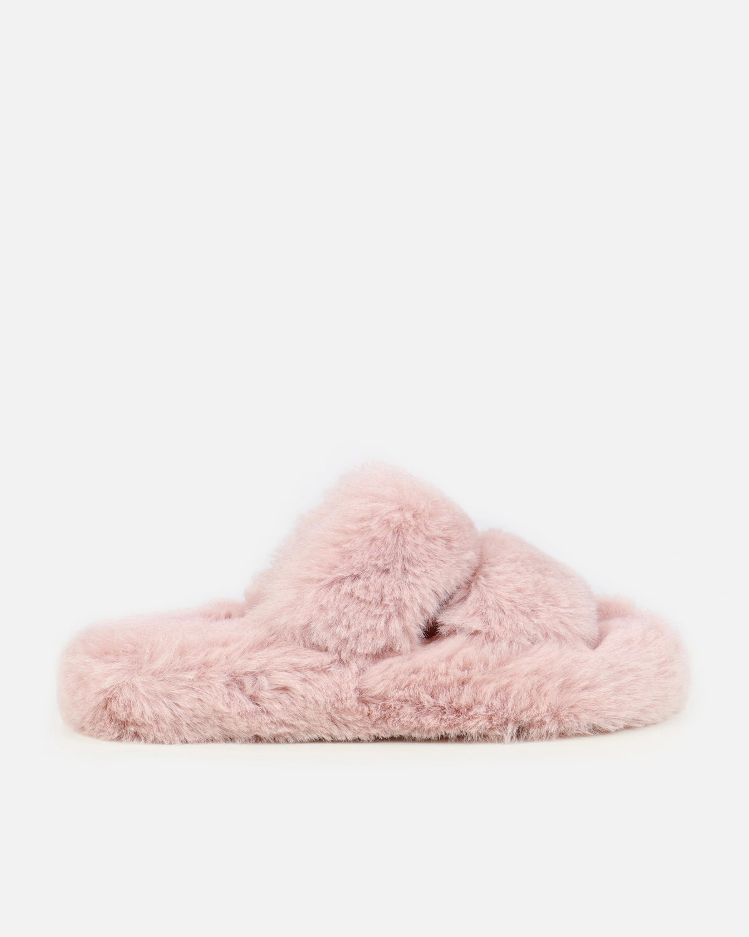 Fuzziest Blush Pink Faux Fur Fluffy Slippers - Image 2