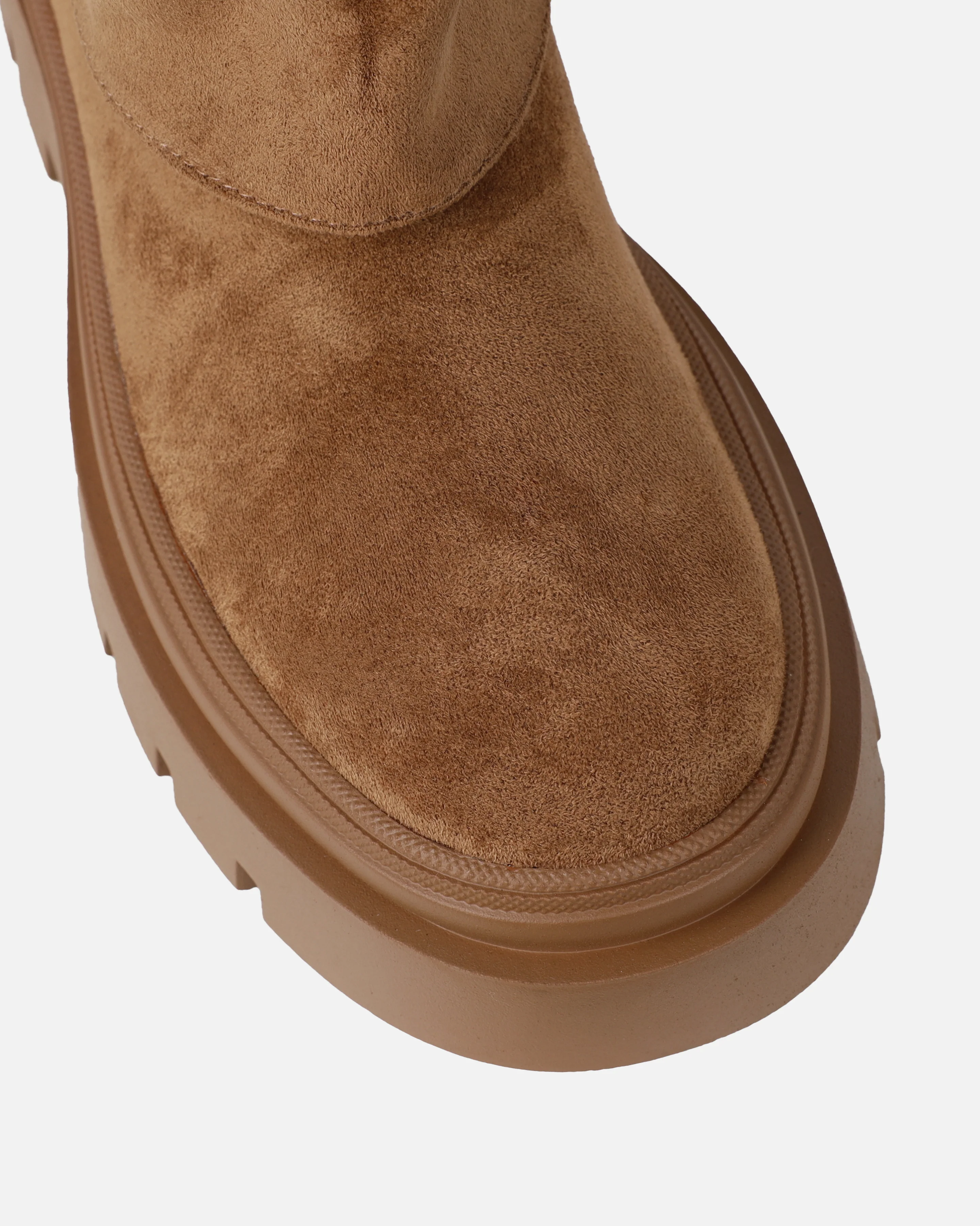 Fynn Tan Faux Suede Fold Over Chunky Boots - Image 4