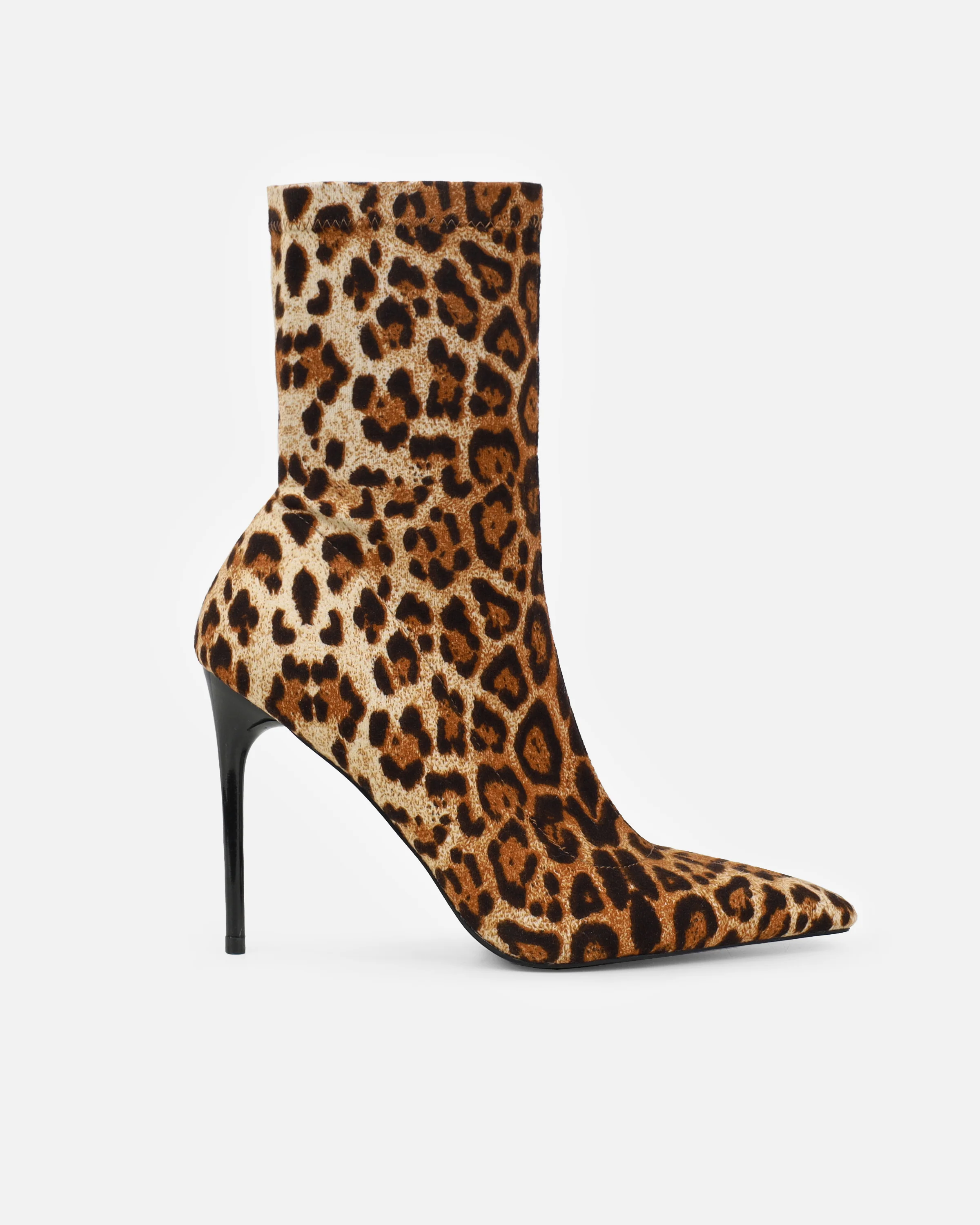 Giorgio Faux Leopard Print Stiletto Sock Boots - Image 2
