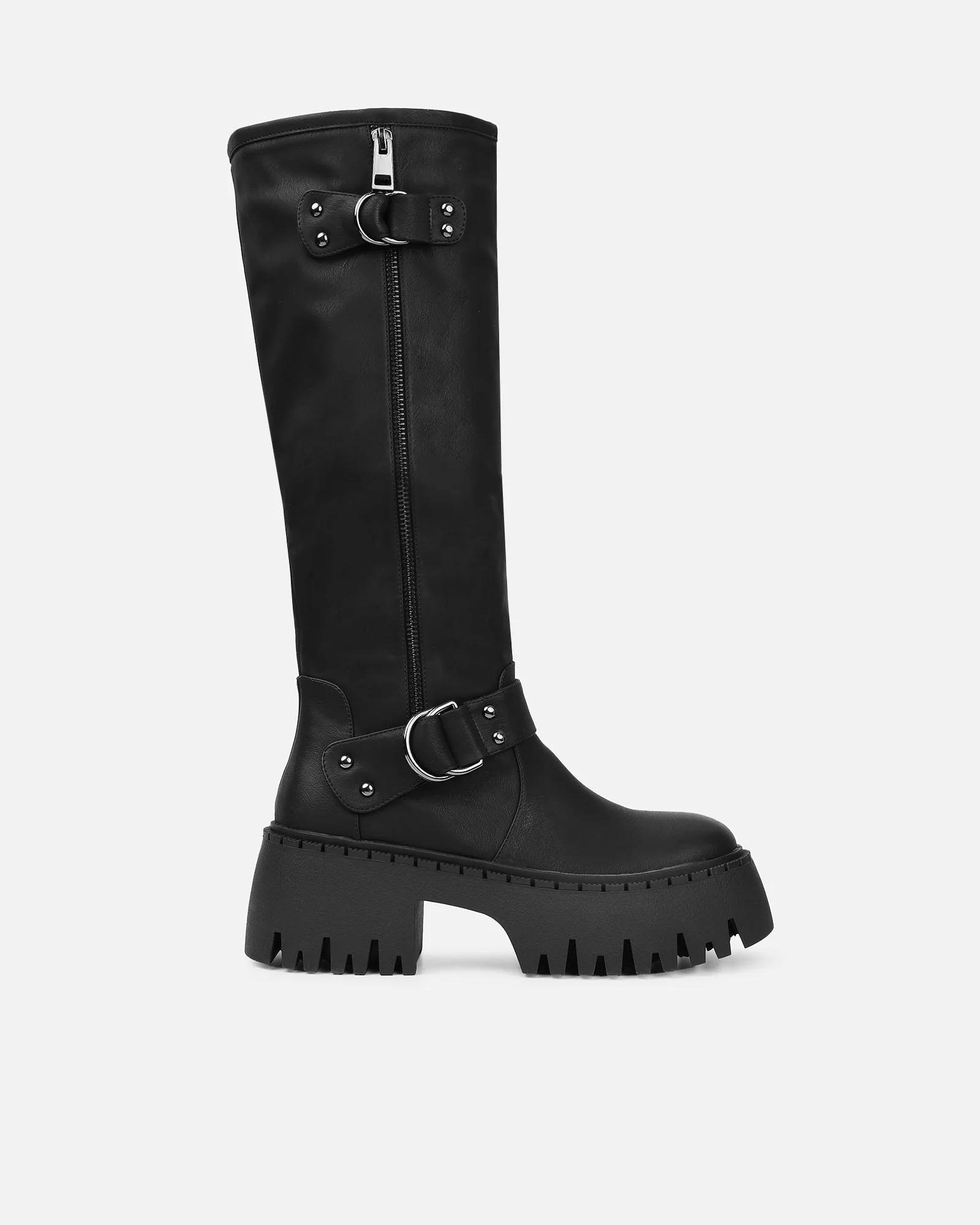 Hamid Black Chunky Biker Boots - Image 4