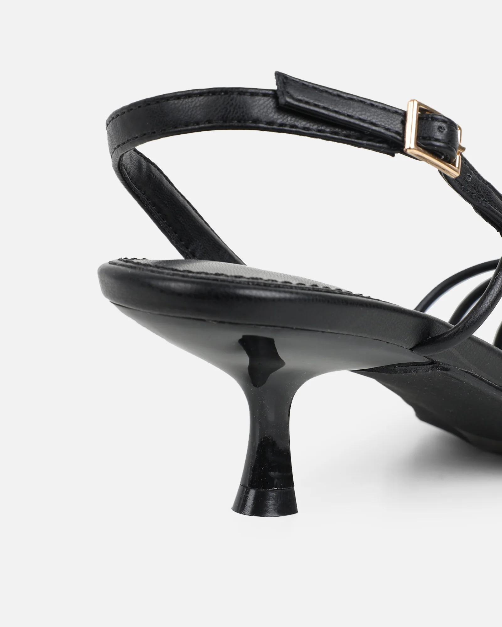 Hanah Black Strappy Kitten Heels - Image 3