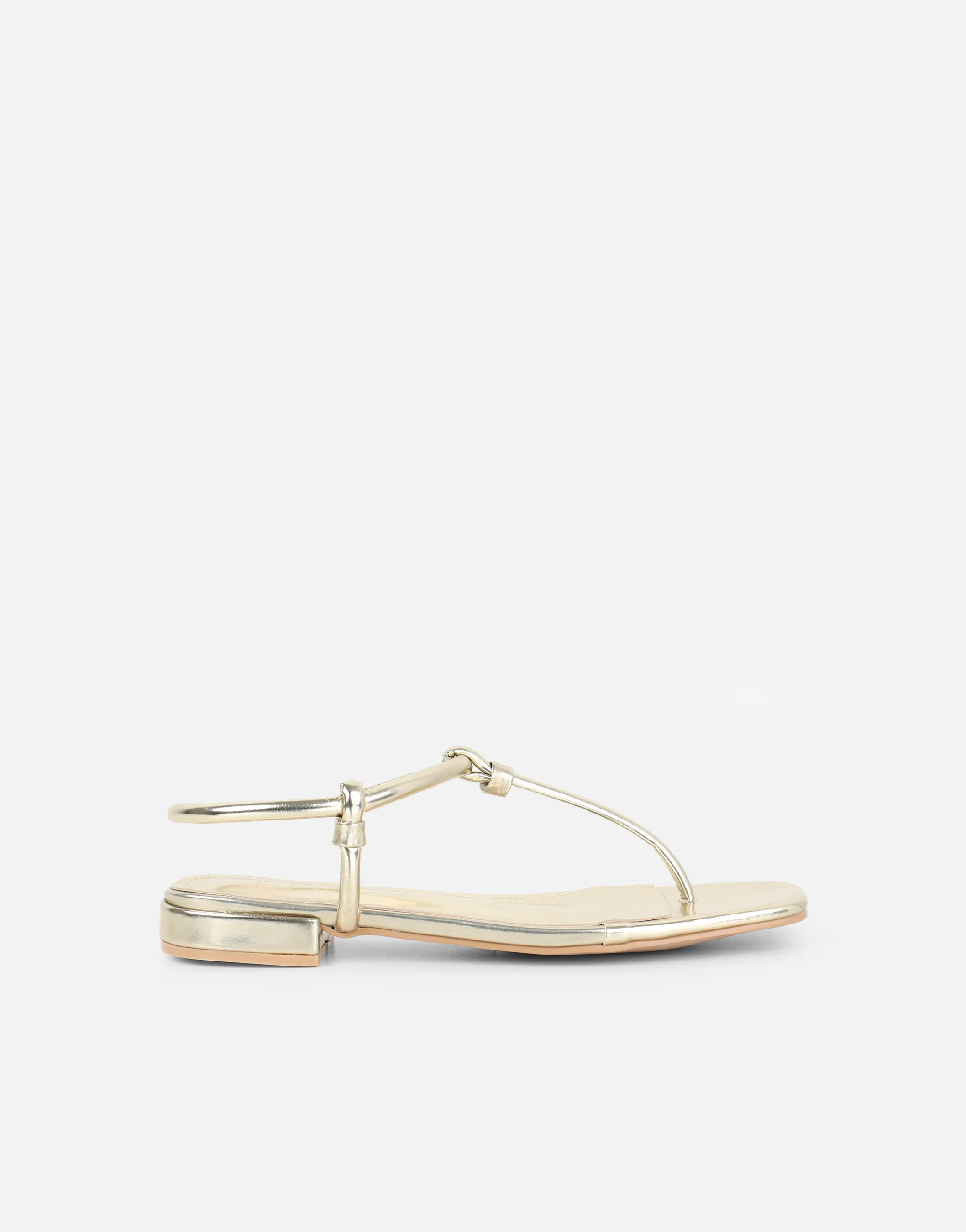 Hanna Gold Flat Strappy Sandals - Image 2