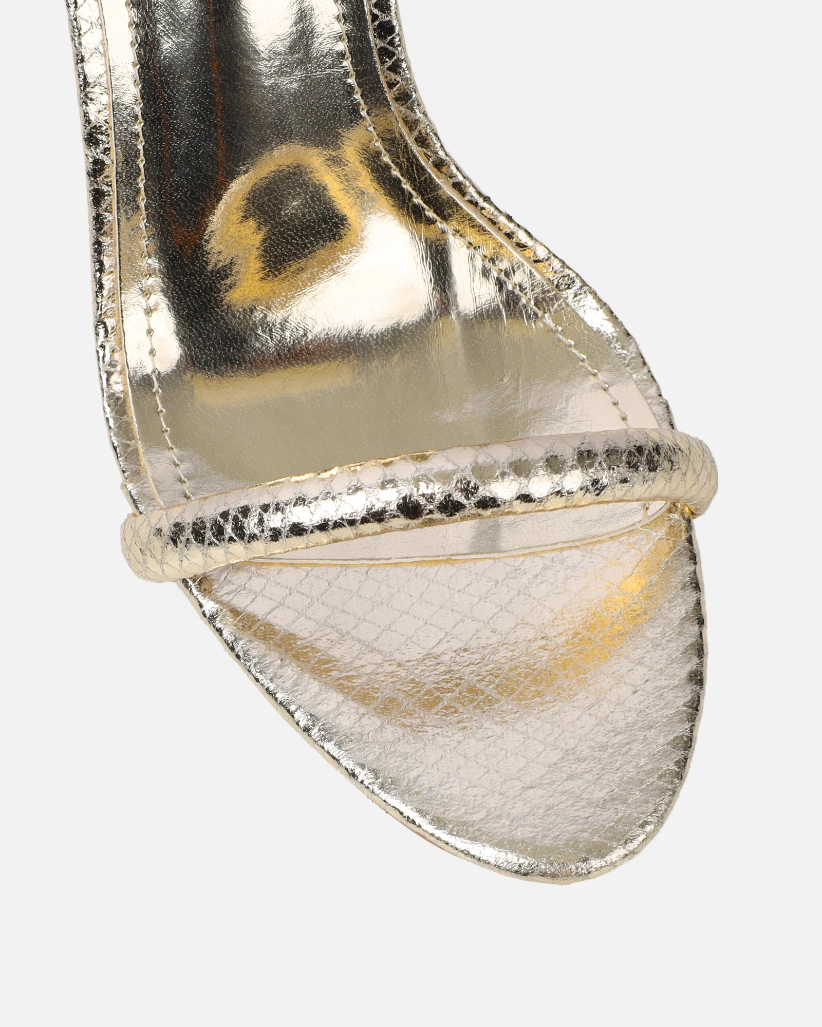 Harika Gold Snake Chain Detail Heeled Sandals - Image 4