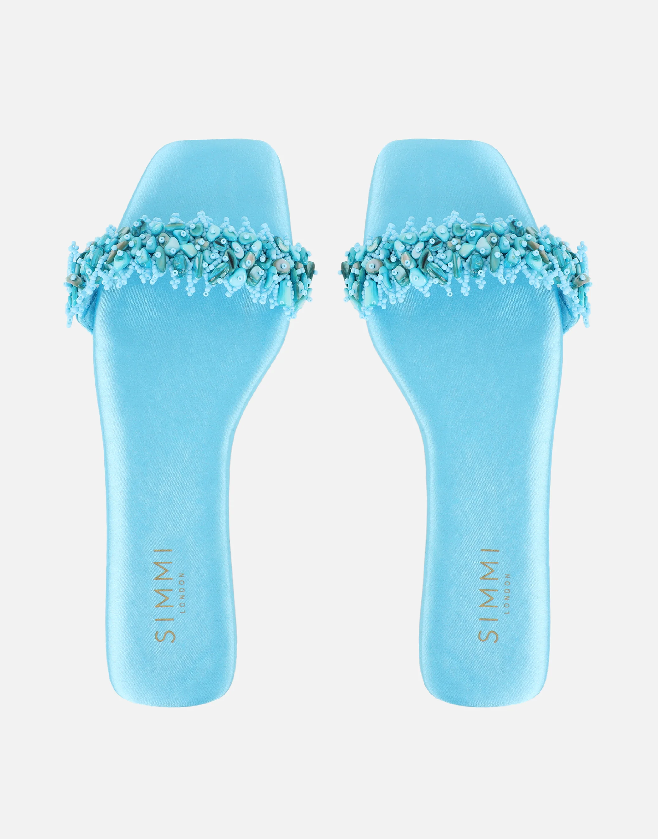 Hatty Blue Slip On Flat Sandals - Image 3