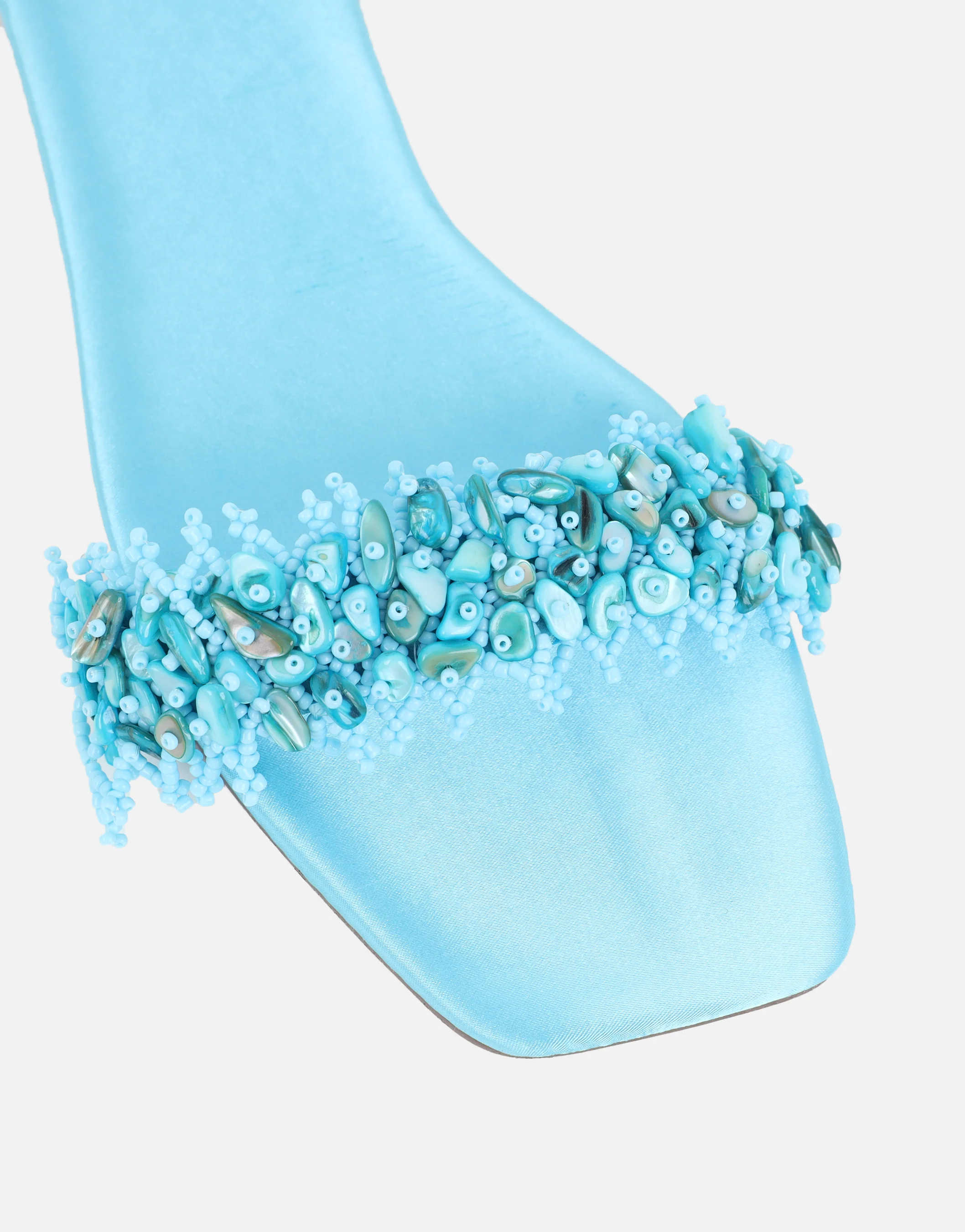 Hatty Blue Slip On Flat Sandals - Image 4