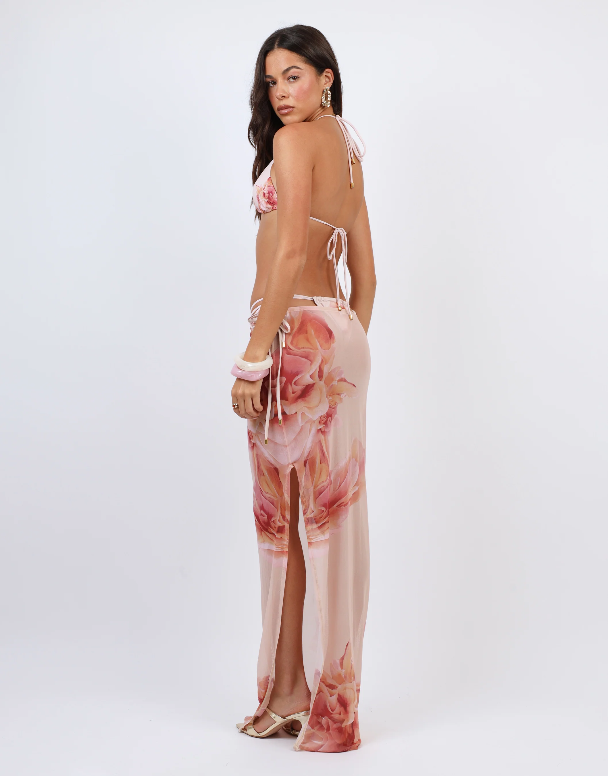 Hawaii Floral Print Mesh Maxi Skirt - Image 4