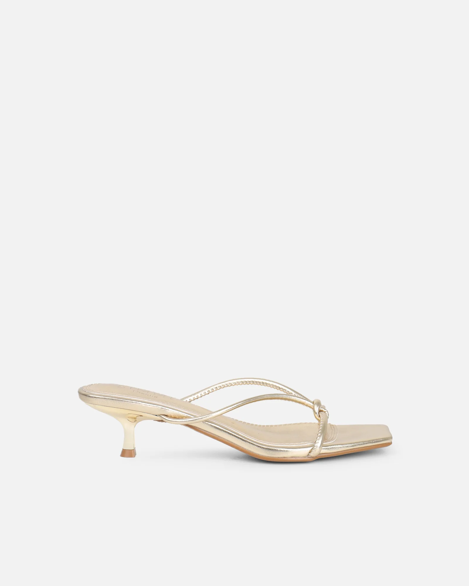 Haylen Gold Metallic Knotted Mules - Image 2