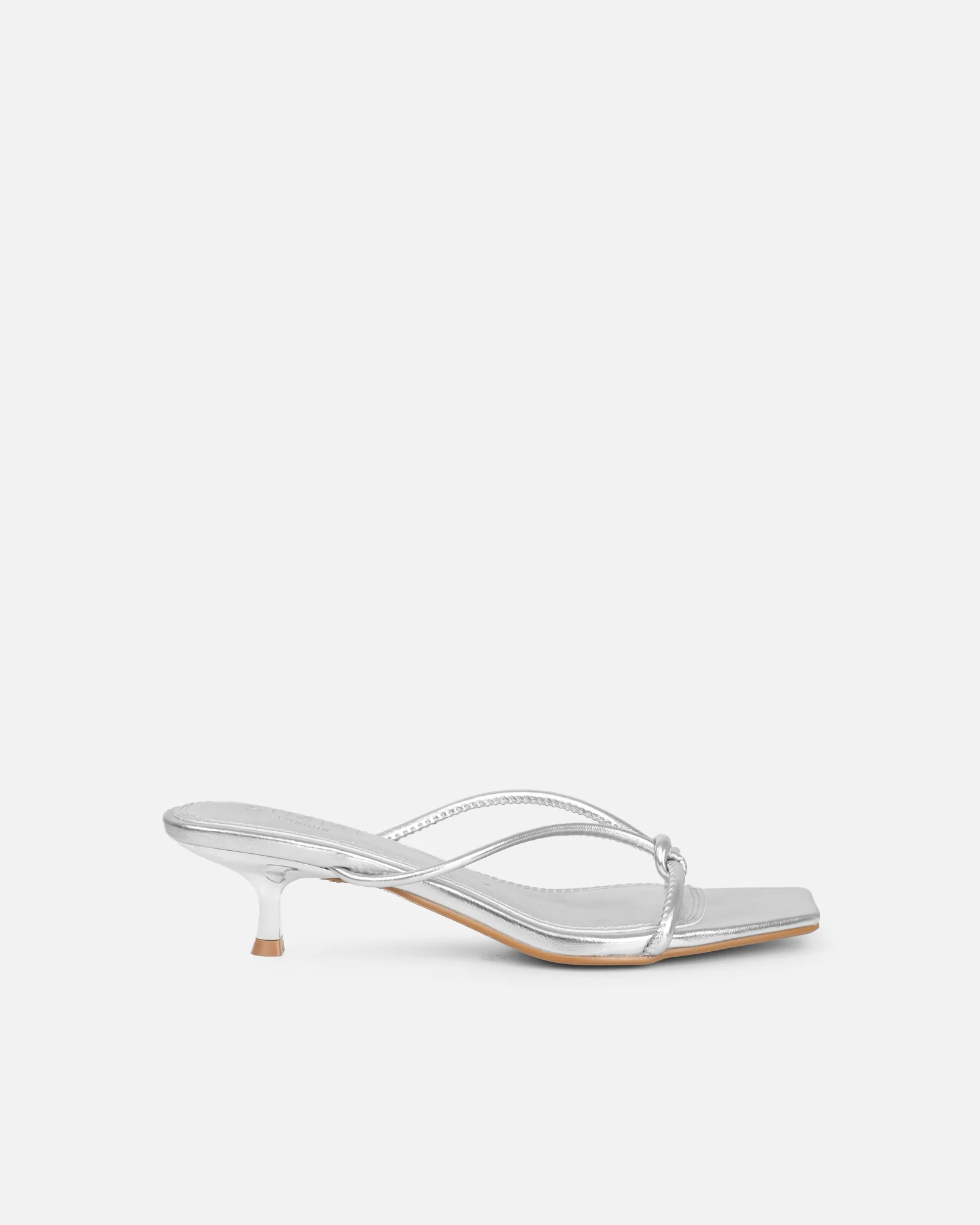Haylen Silver Metallic Knotted Mules - Image 2