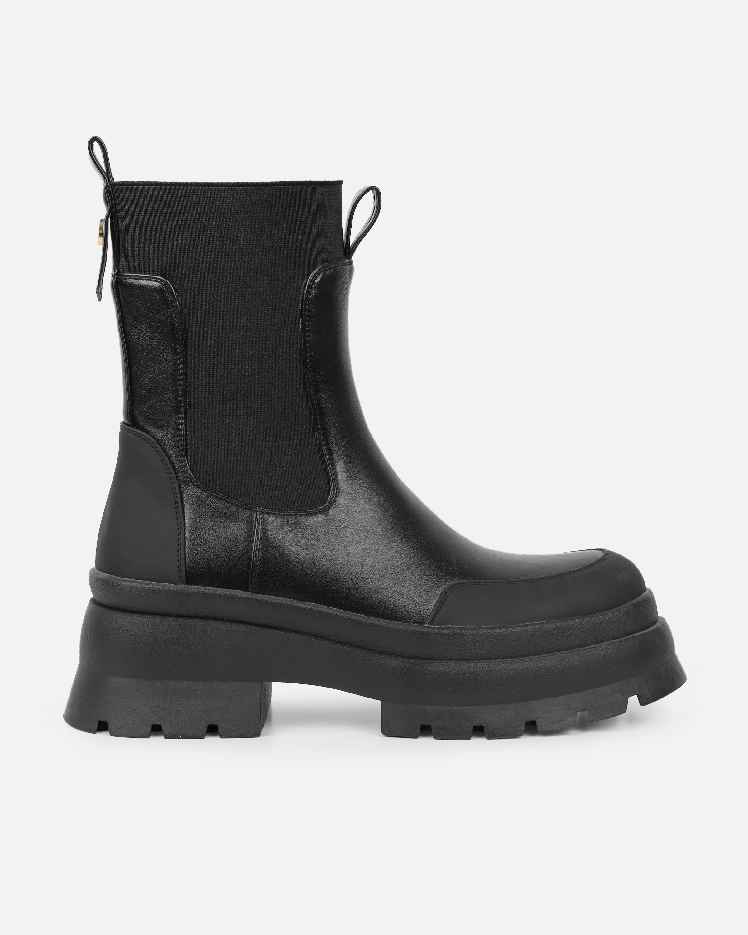 Heckton Black Flat Chunky Ankle Boots - Image 2