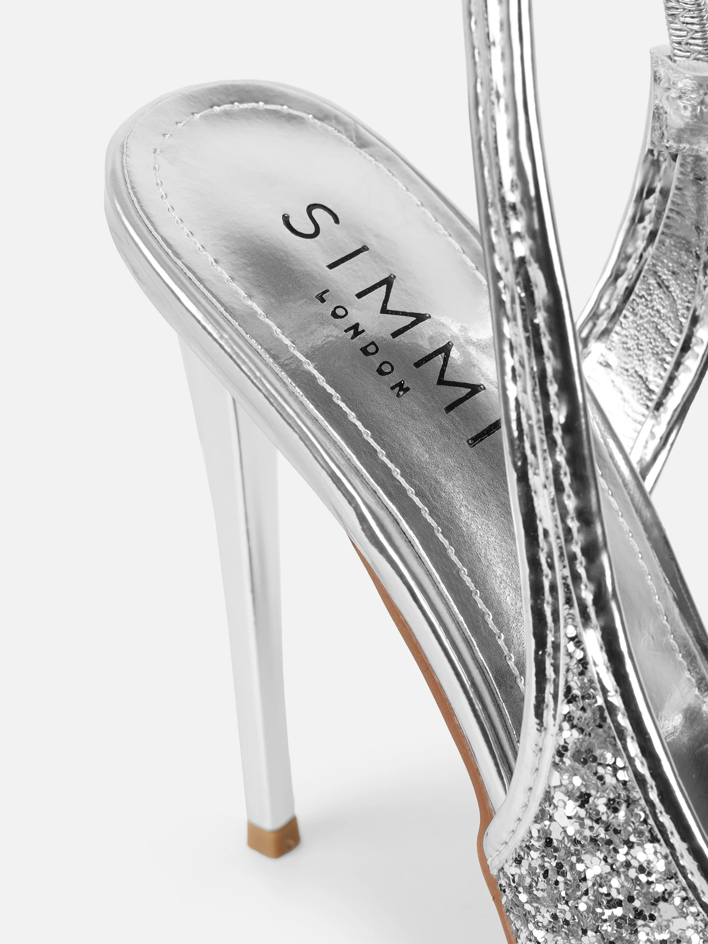 Hollie Silver Glitter Slingback Court Shoes - Image 3