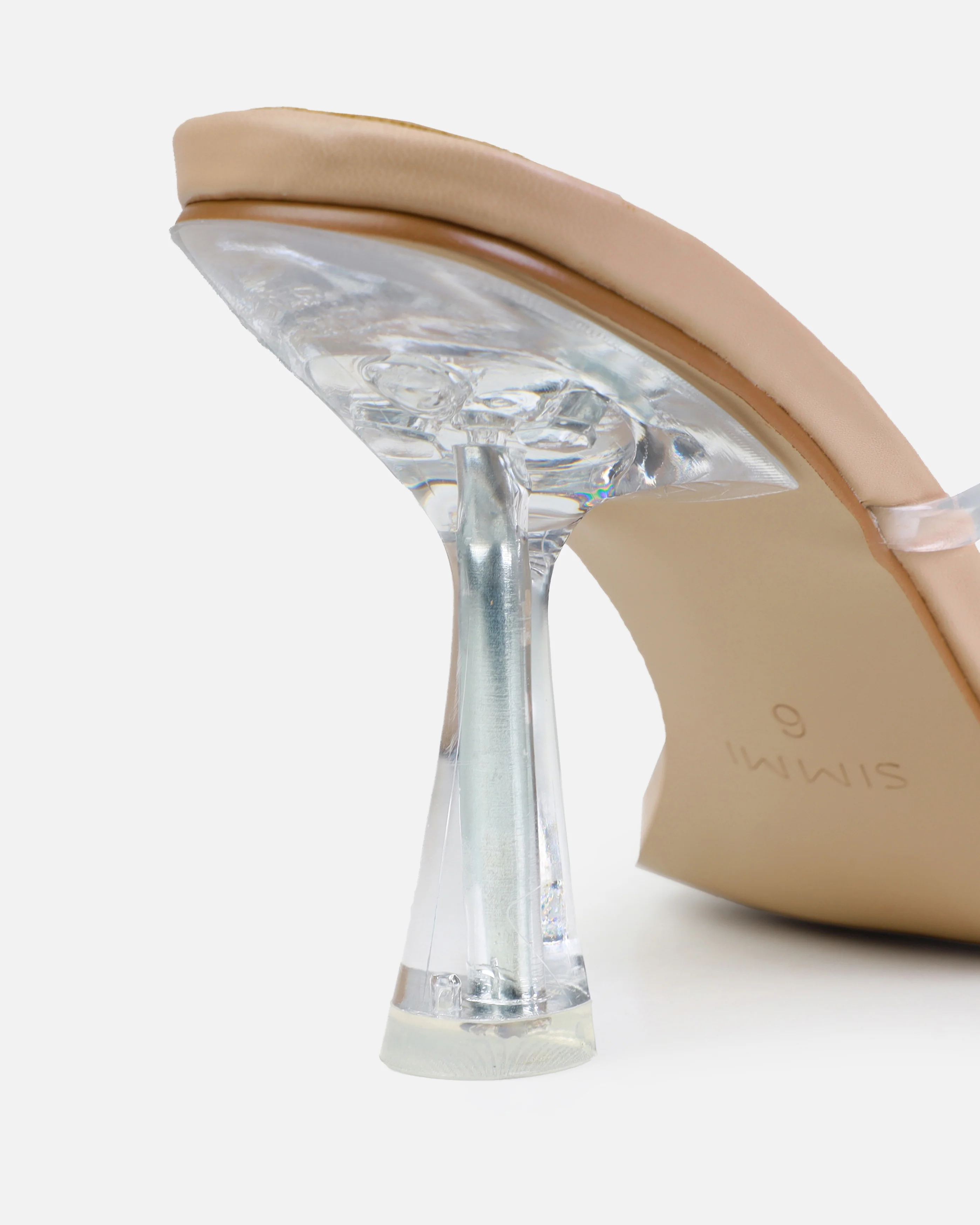 Honie Clear Nude Mid Heel Mules - Image 3