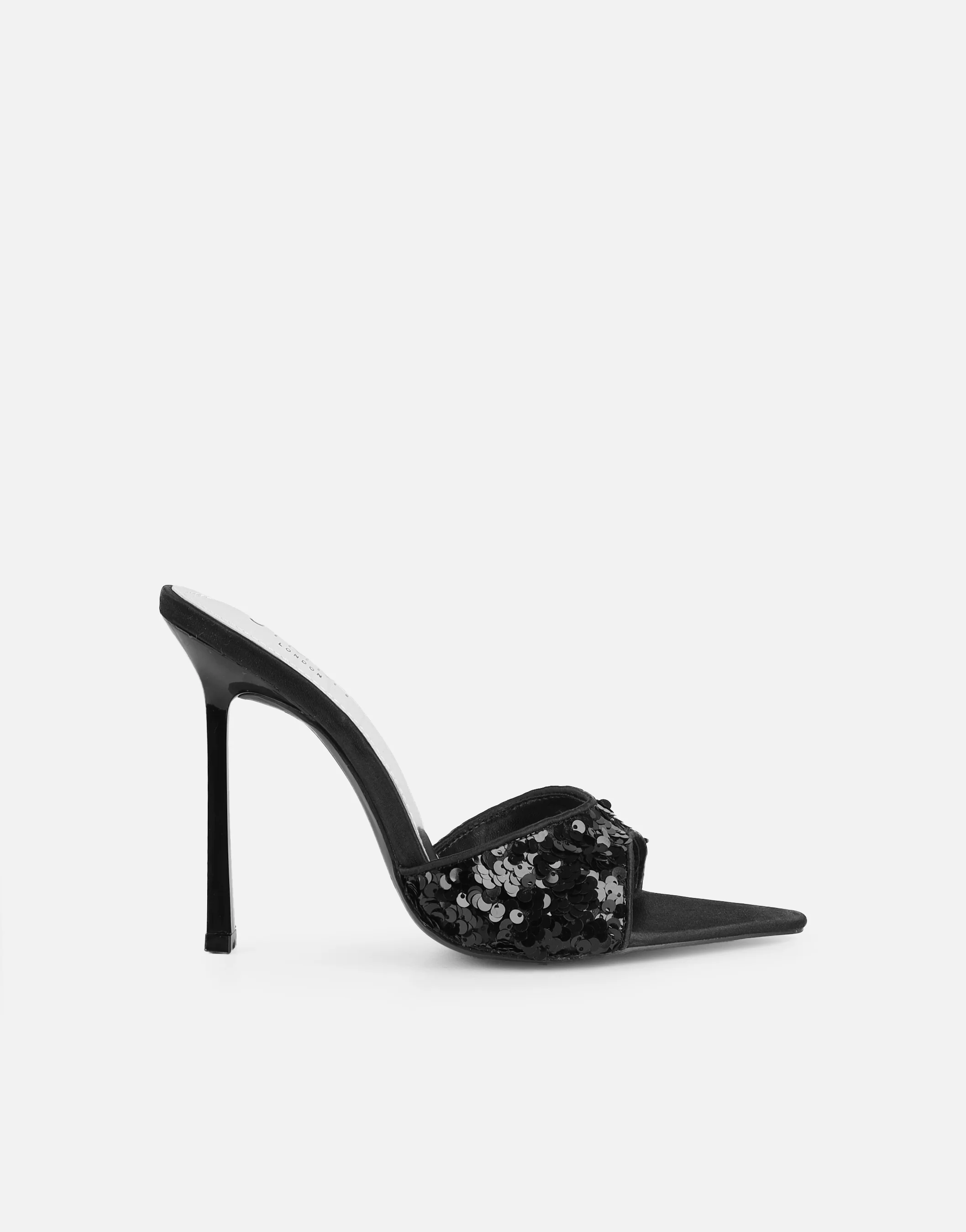 Hope Black Sequin Heeled Sandals - Image 2