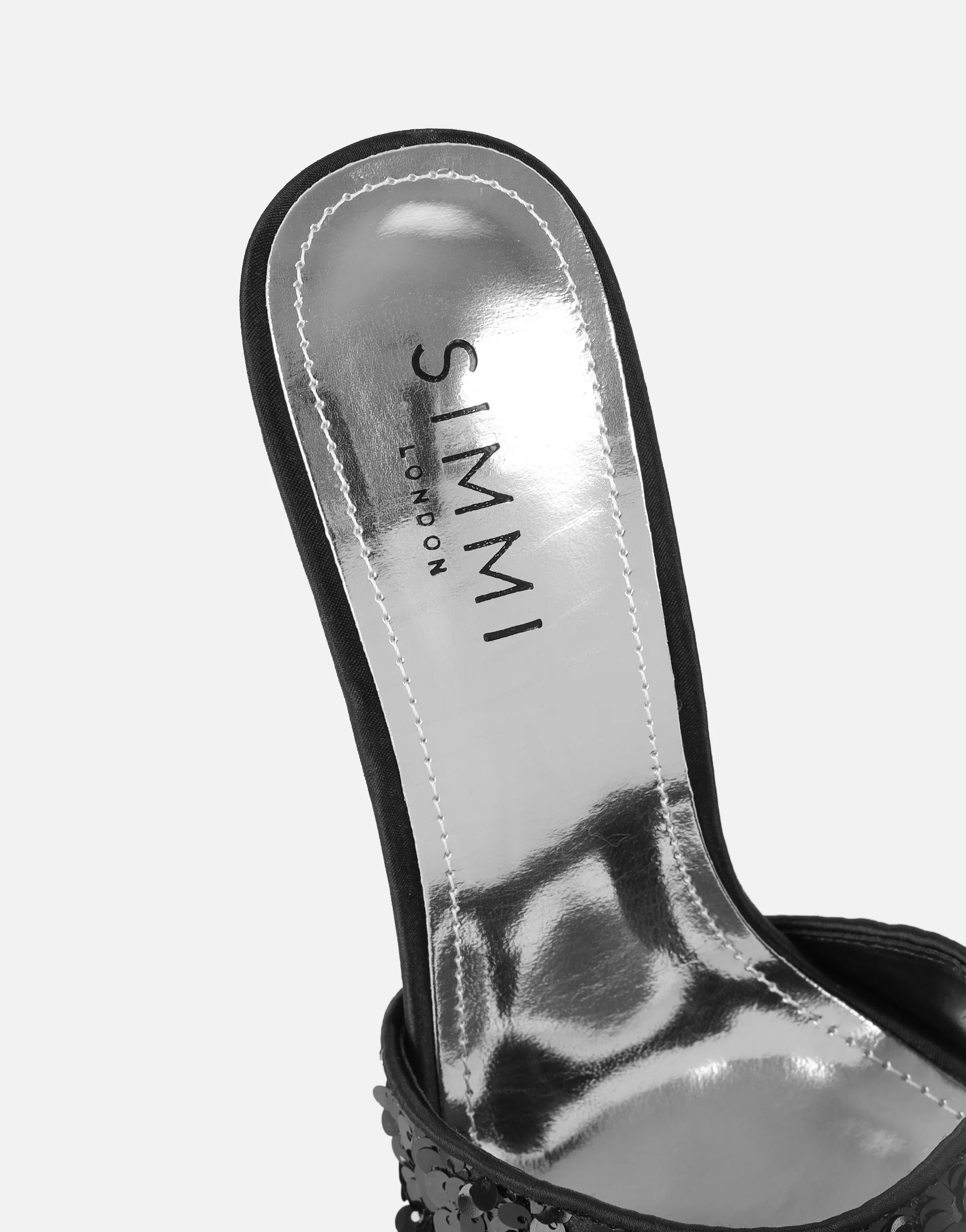 Hope Black Sequin Heeled Sandals - Image 3