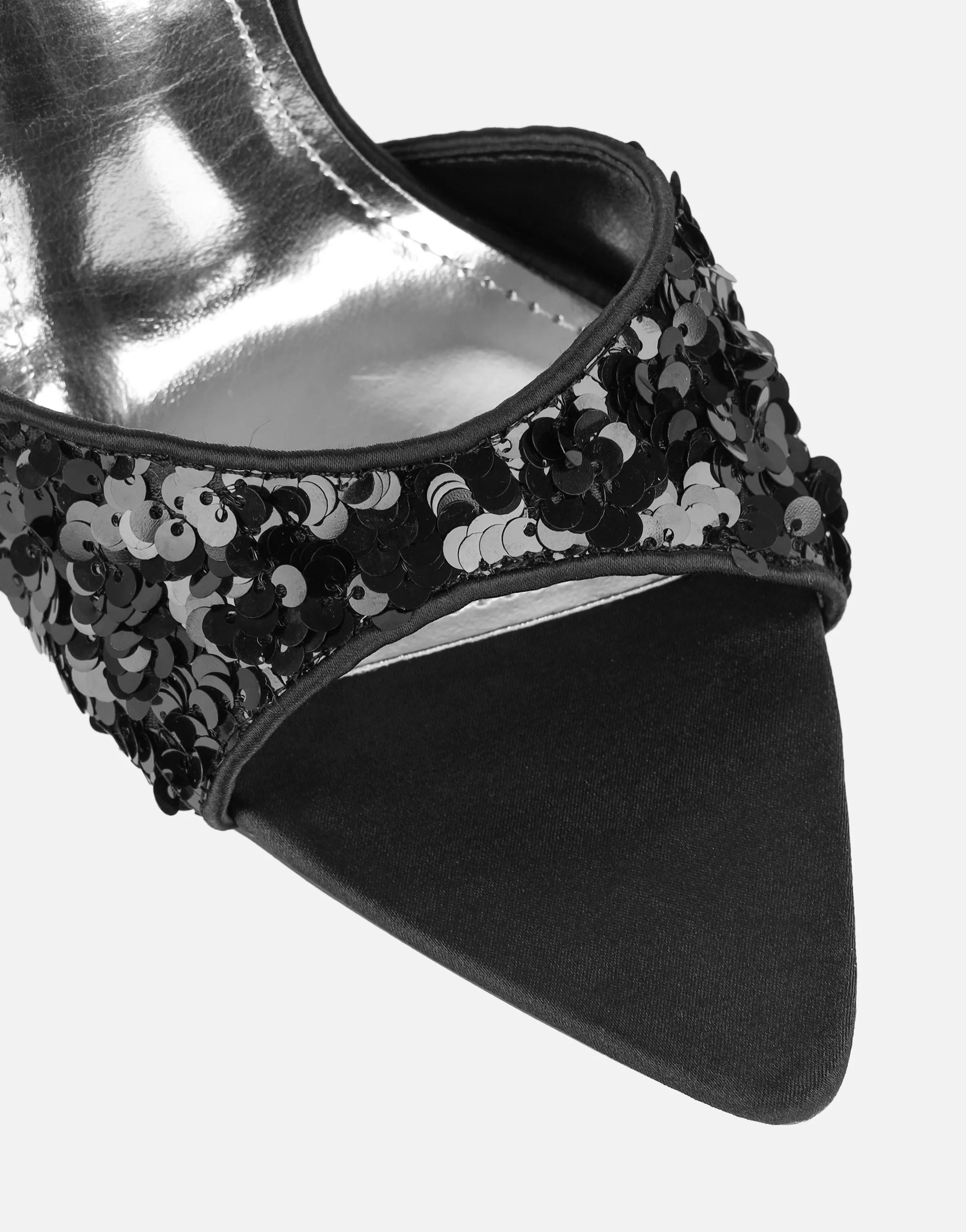 Hope Black Sequin Heeled Sandals - Image 4