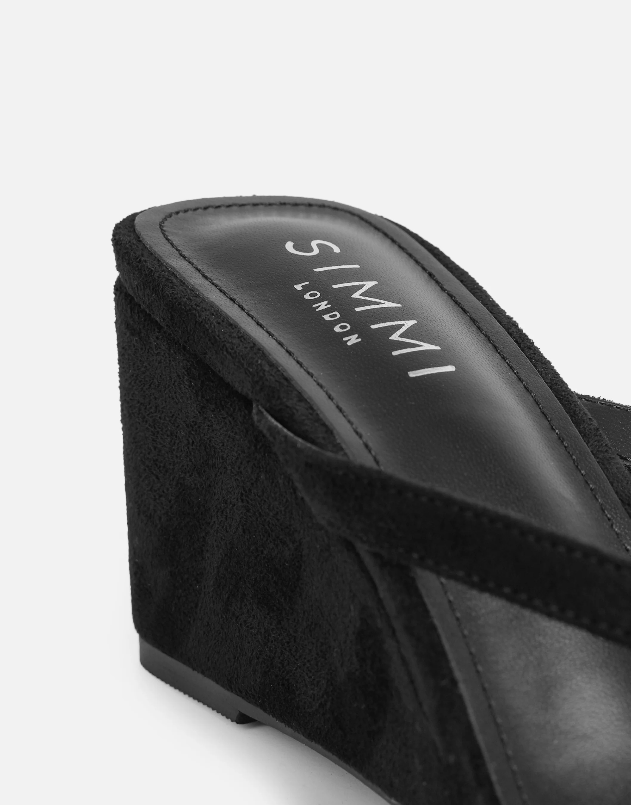 Immy Black Suede Toe Post Wedge Sandals - Image 3