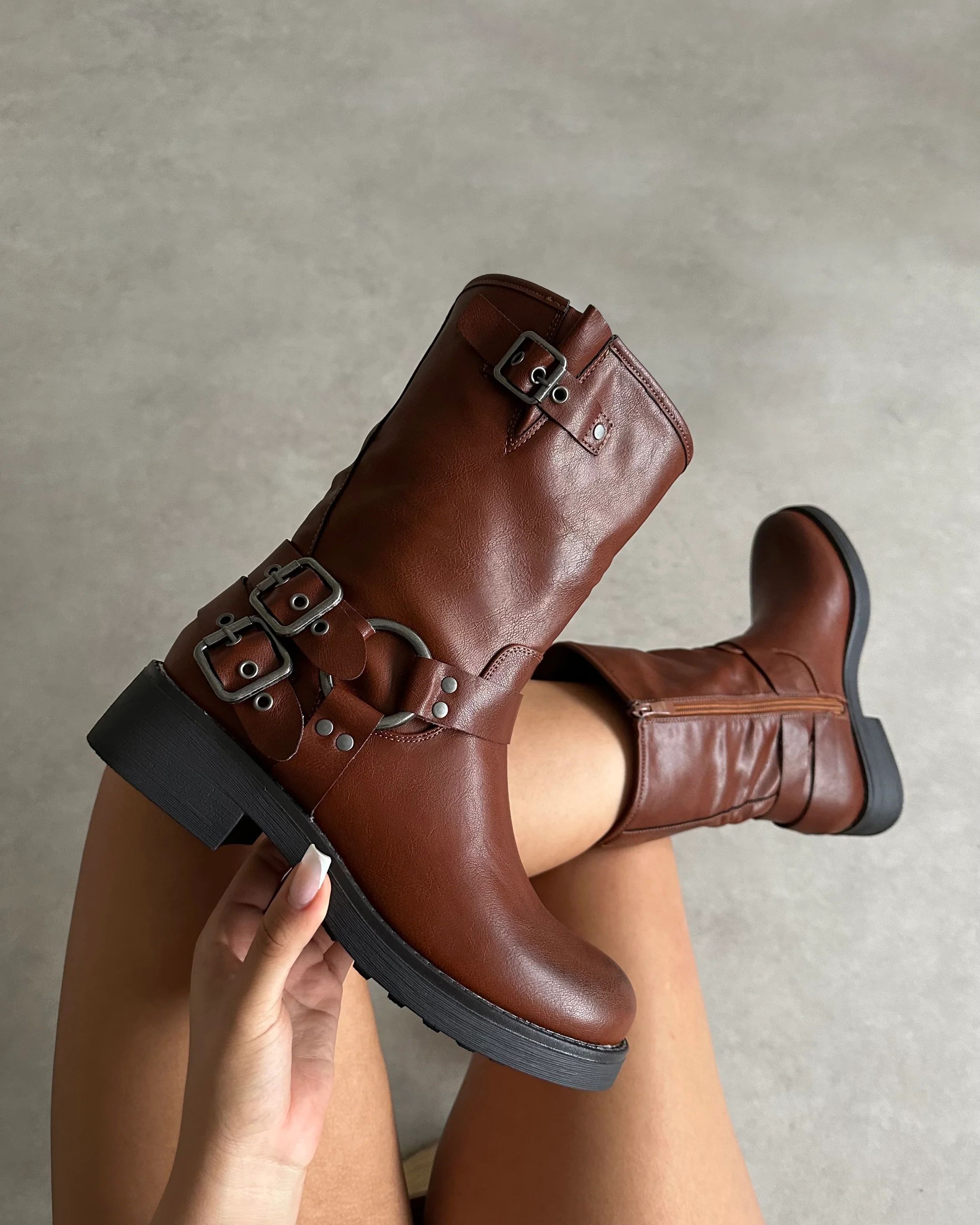 Indi Tan Short Biker Boots