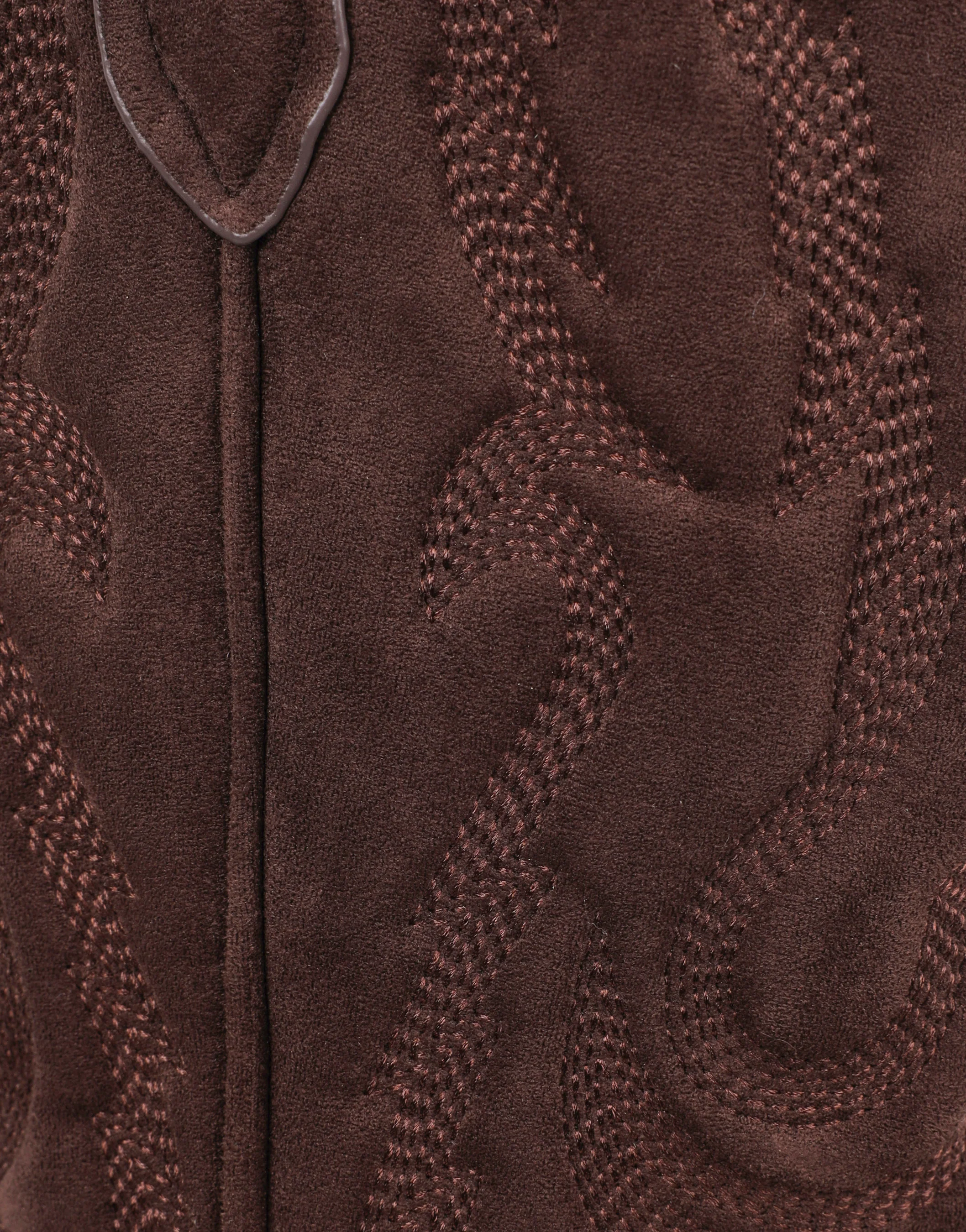Ituama Brown Suede Embossed Cowboy Boots - Image 3