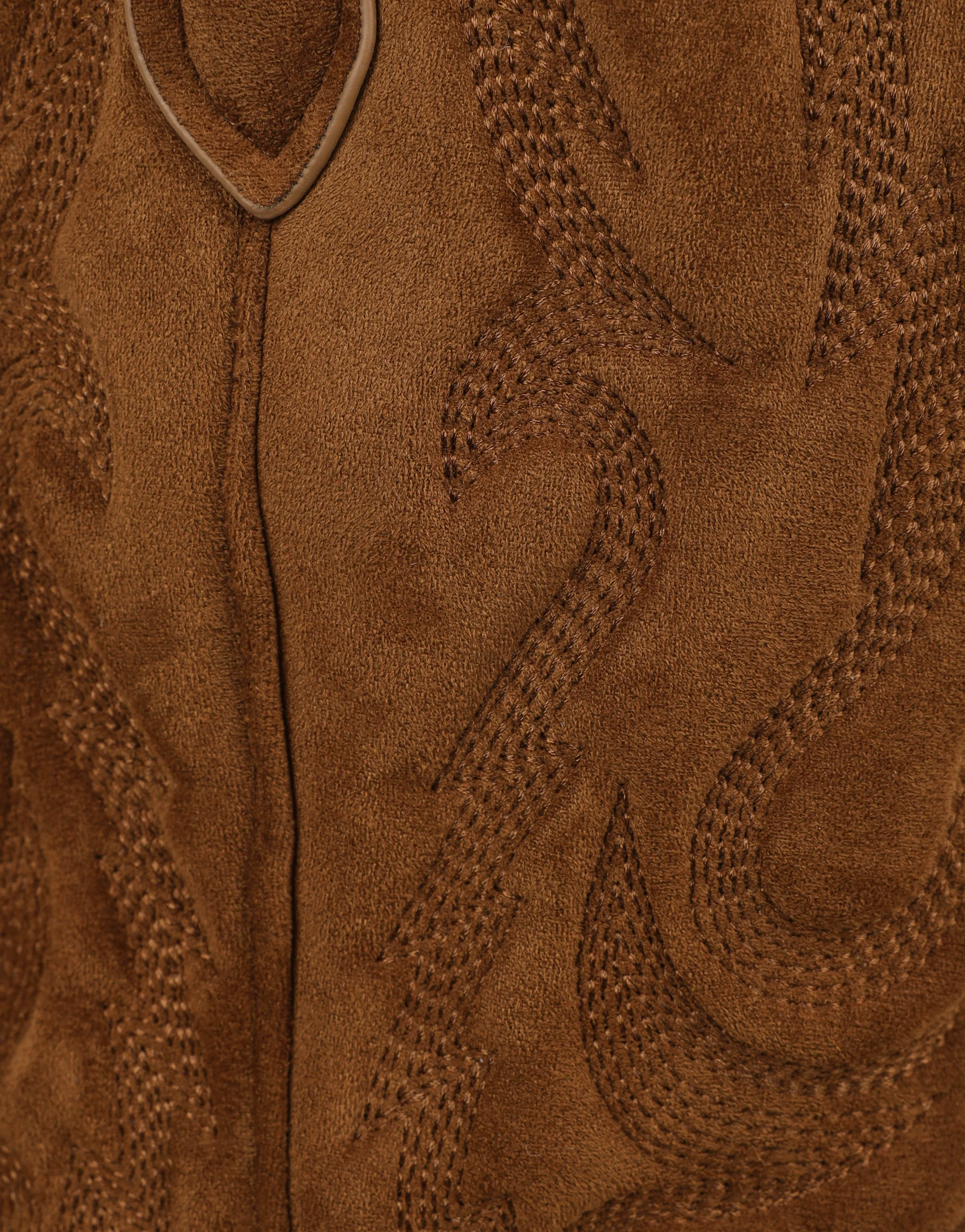 Ituama Tan Suede Embossed Cowboy Boots - Image 3