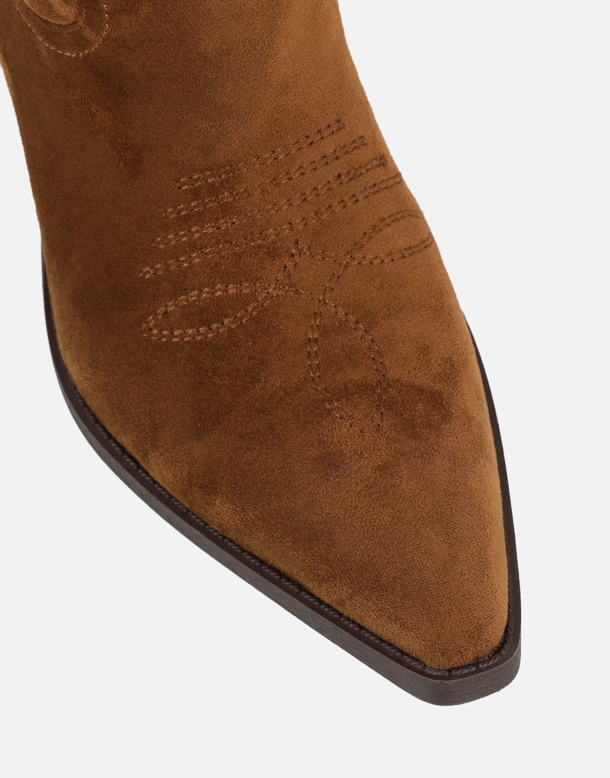 Ituama Tan Suede Embossed Cowboy Boots - Image 4
