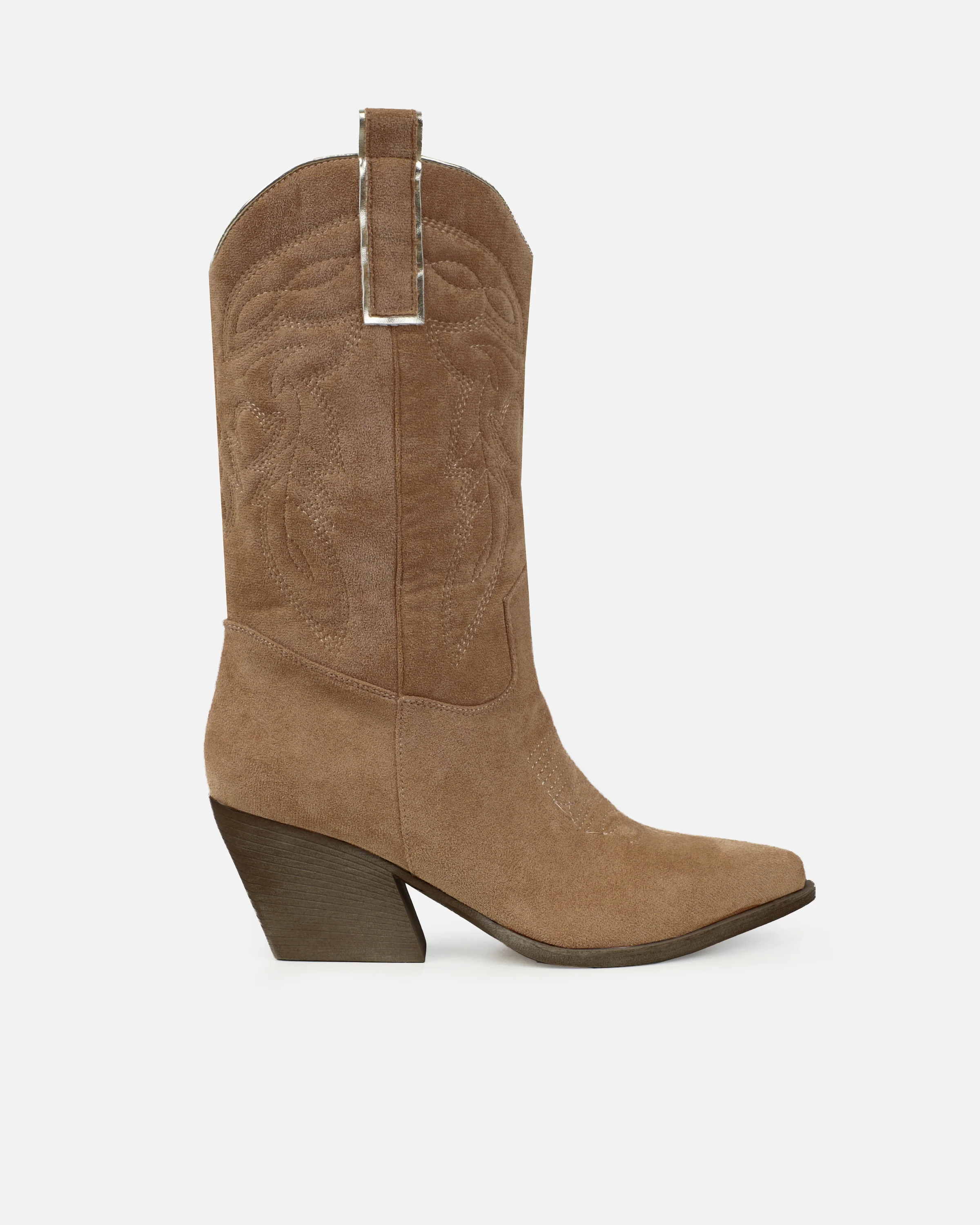 Jacob Beige Faux Suede Calf Western Boots - Image 2