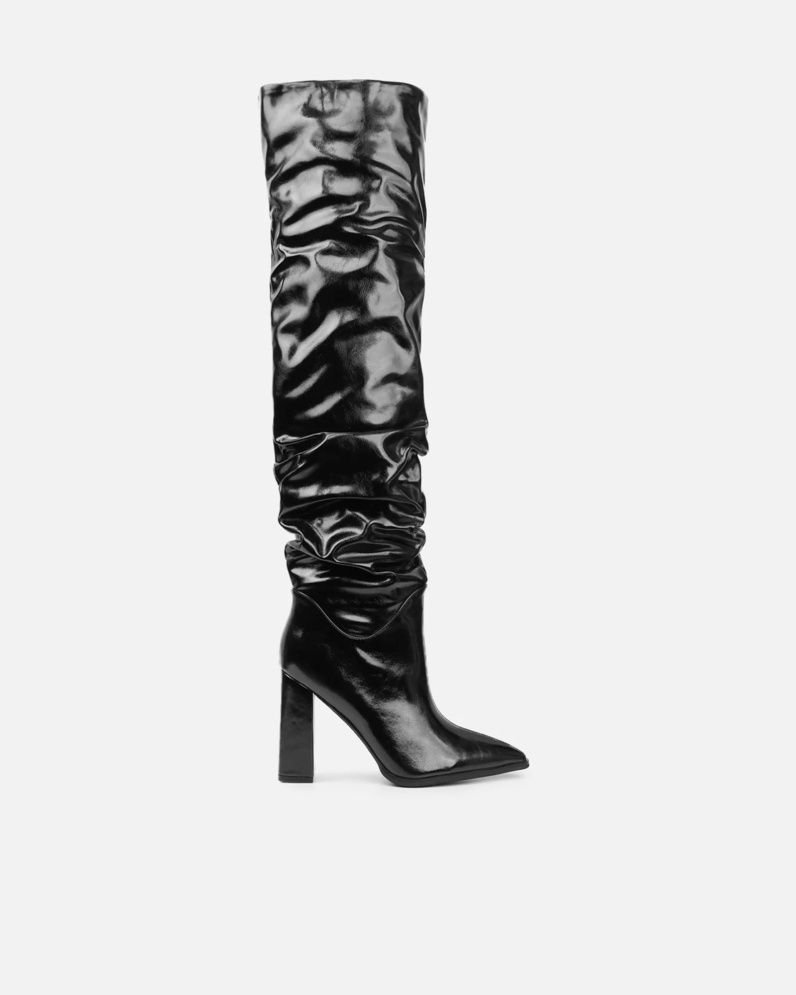 Jacq Black Ruched Over The Knee Boots - Image 2