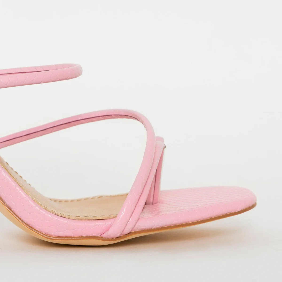 Jada Wide Fit Pink Snake Print Strappy Midi Heel Mules - Image 4