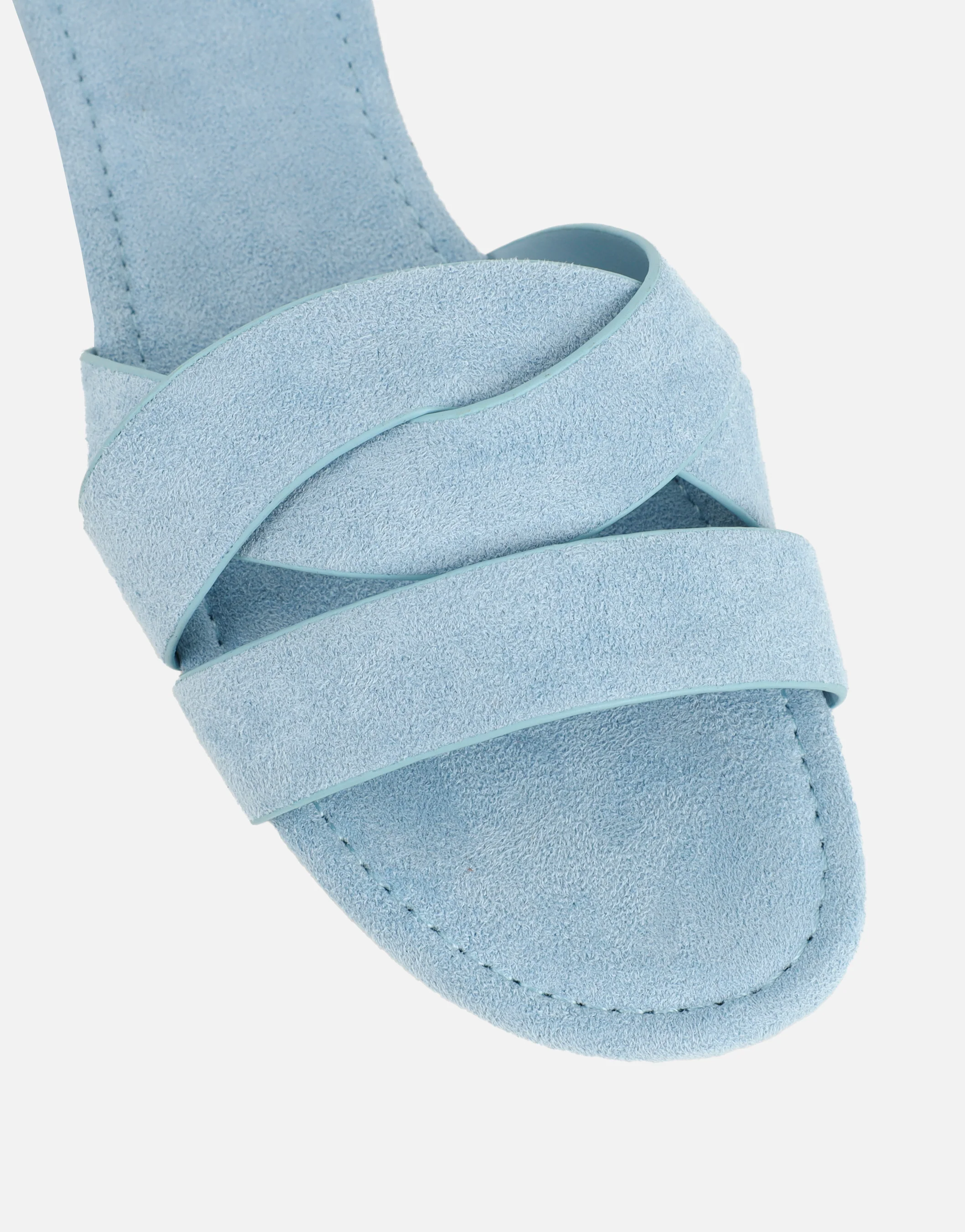 Jade Blue Suede Crossover Flat Sandals - Image 4