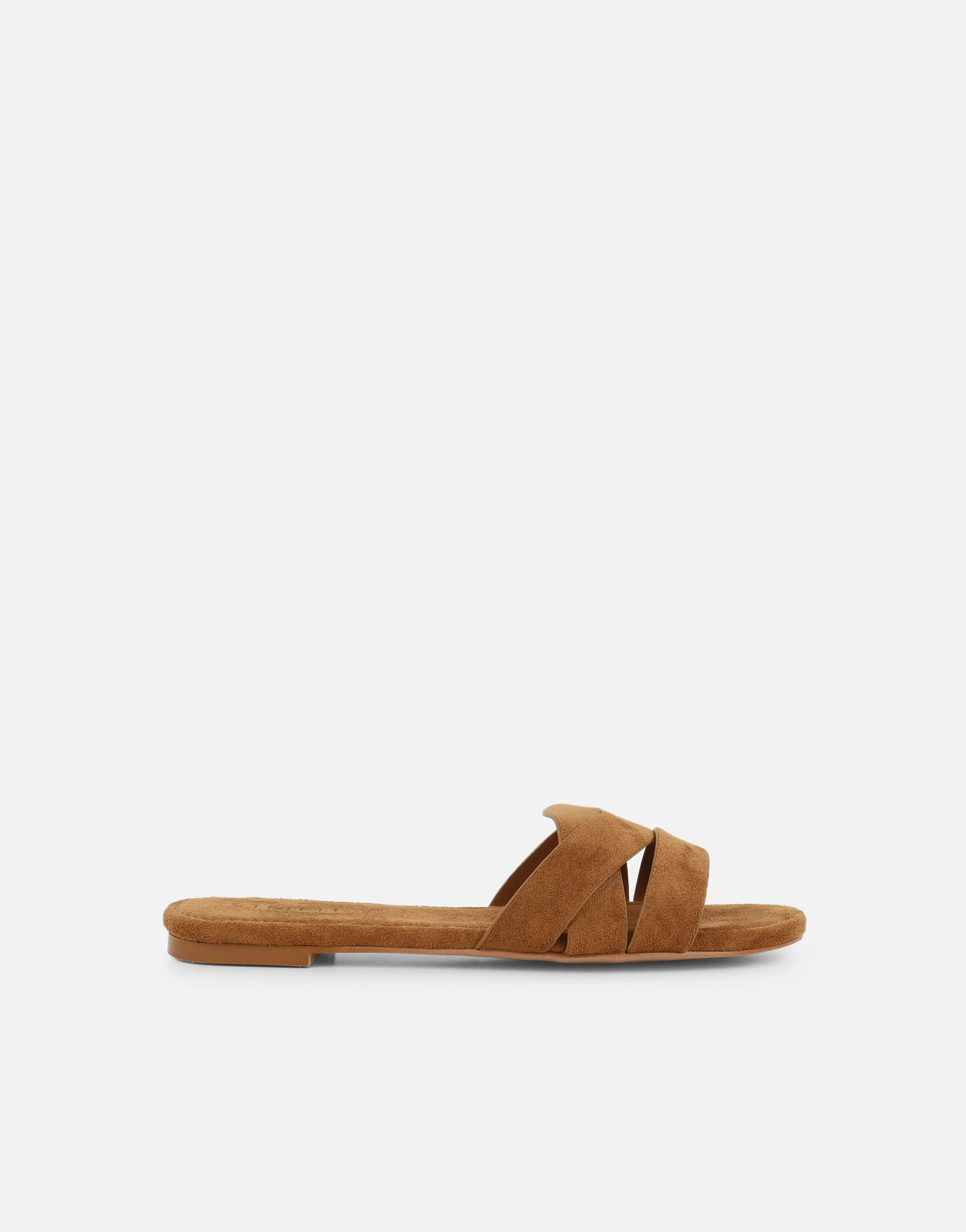 Jade Tan Suede Crossover Flat Sandals - Image 2