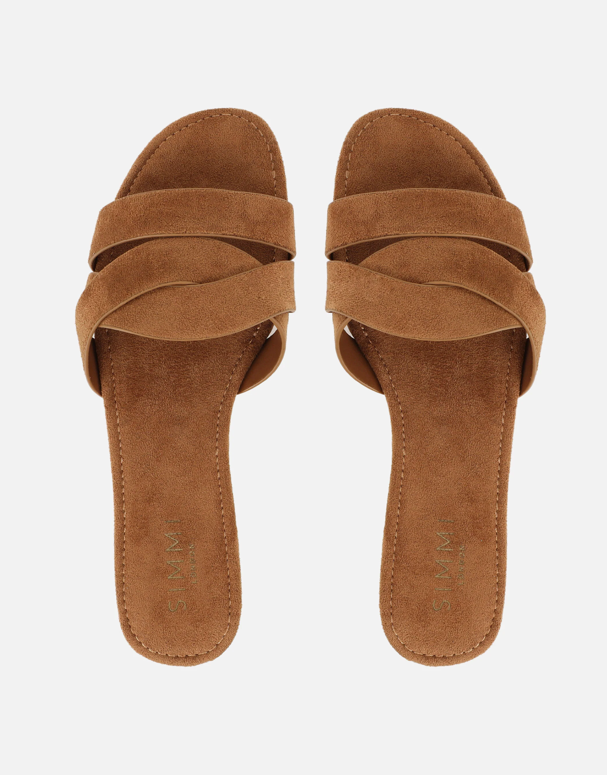 Jade Tan Suede Crossover Flat Sandals - Image 3