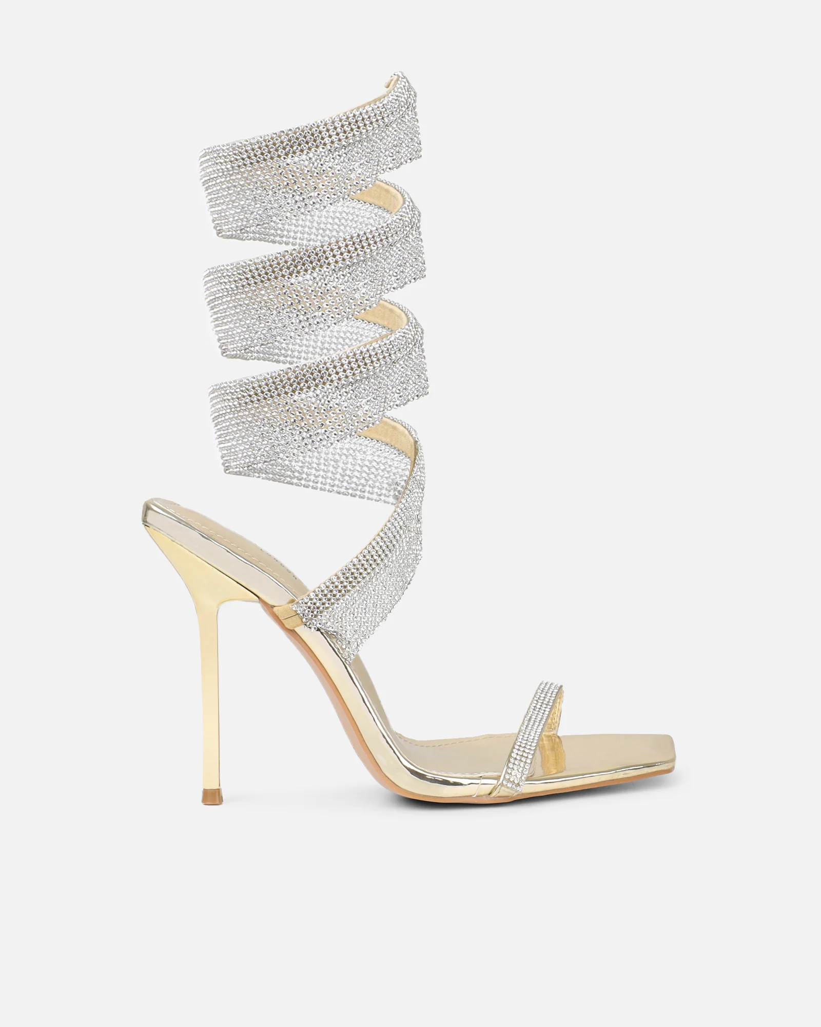 Javana gold mirror diamante spiral heeled sandals - Image 3
