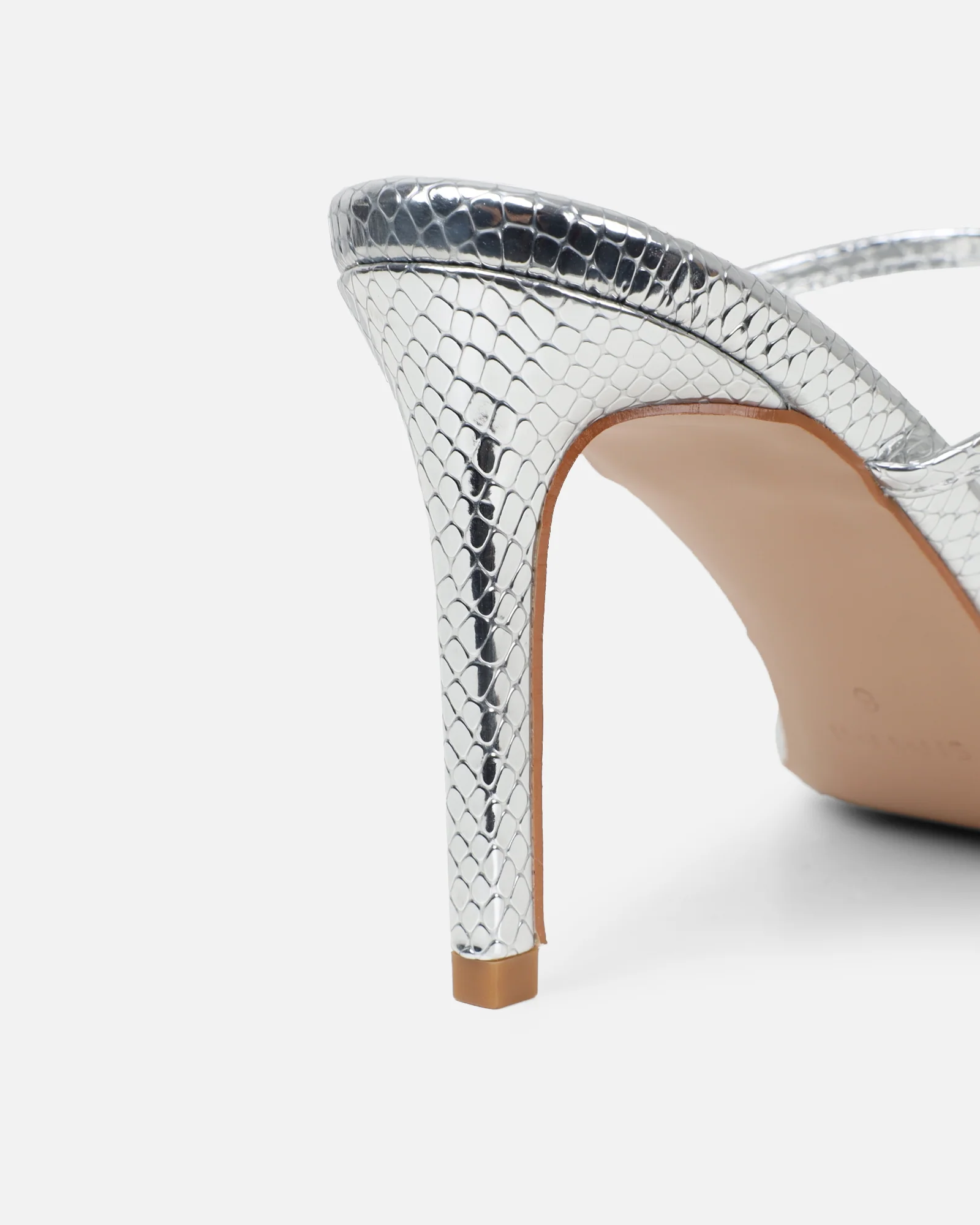 Jayana Silver Snake Effect Strappy Mules - Image 3