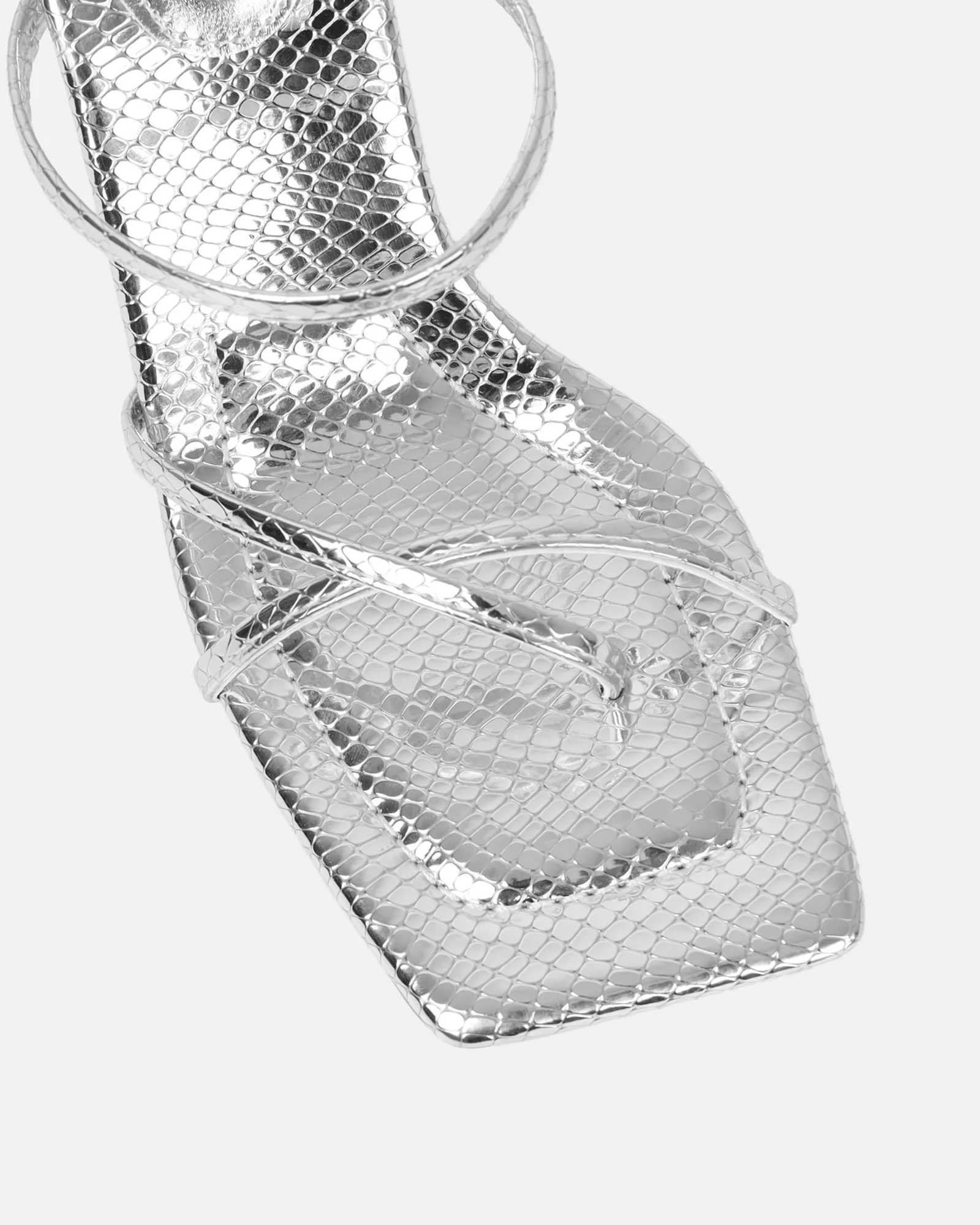 Jayana Silver Snake Effect Strappy Mules - Image 4