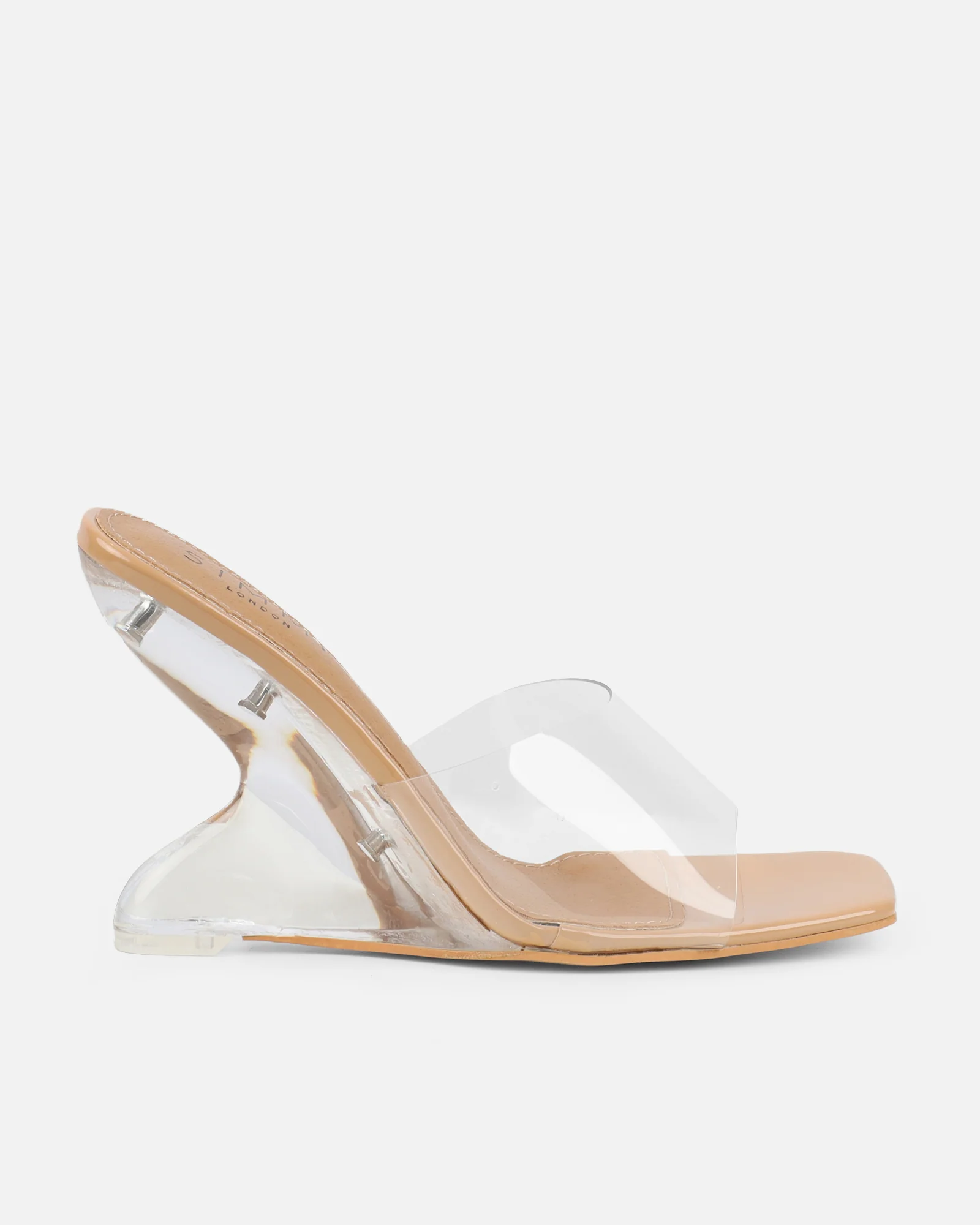 Jaycinda Nude Clear Wedge Sandals - Image 2