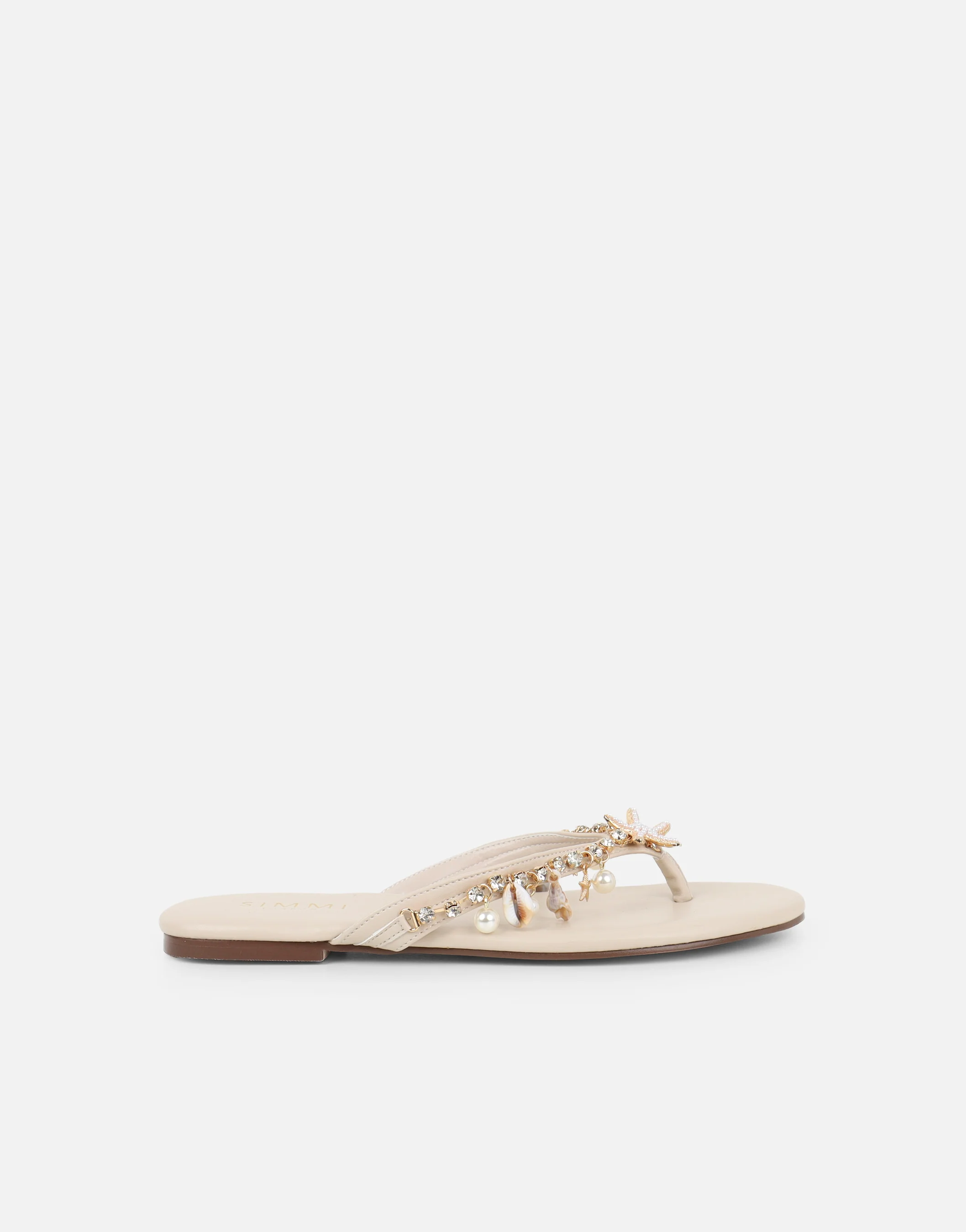 Jenni Stone Shell Detail Thong Flat Sandals - Image 2