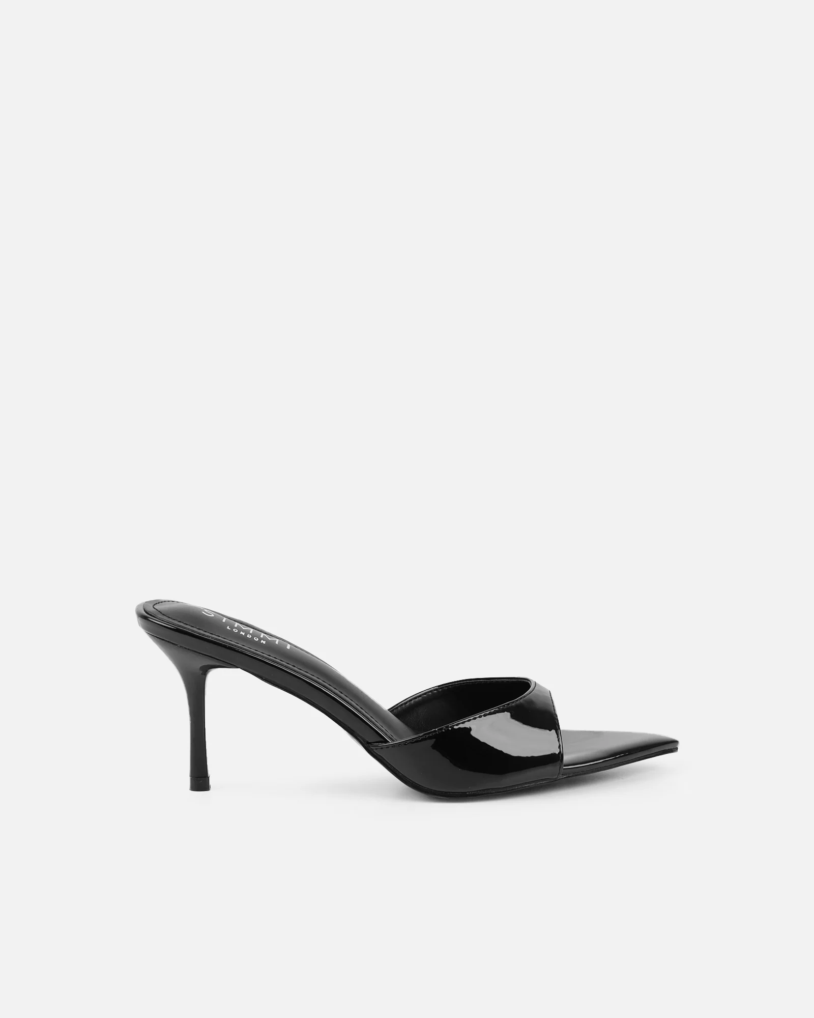 Jerez Black Patent Peep Toe Heeled Sandals Wide Fit - Image 2