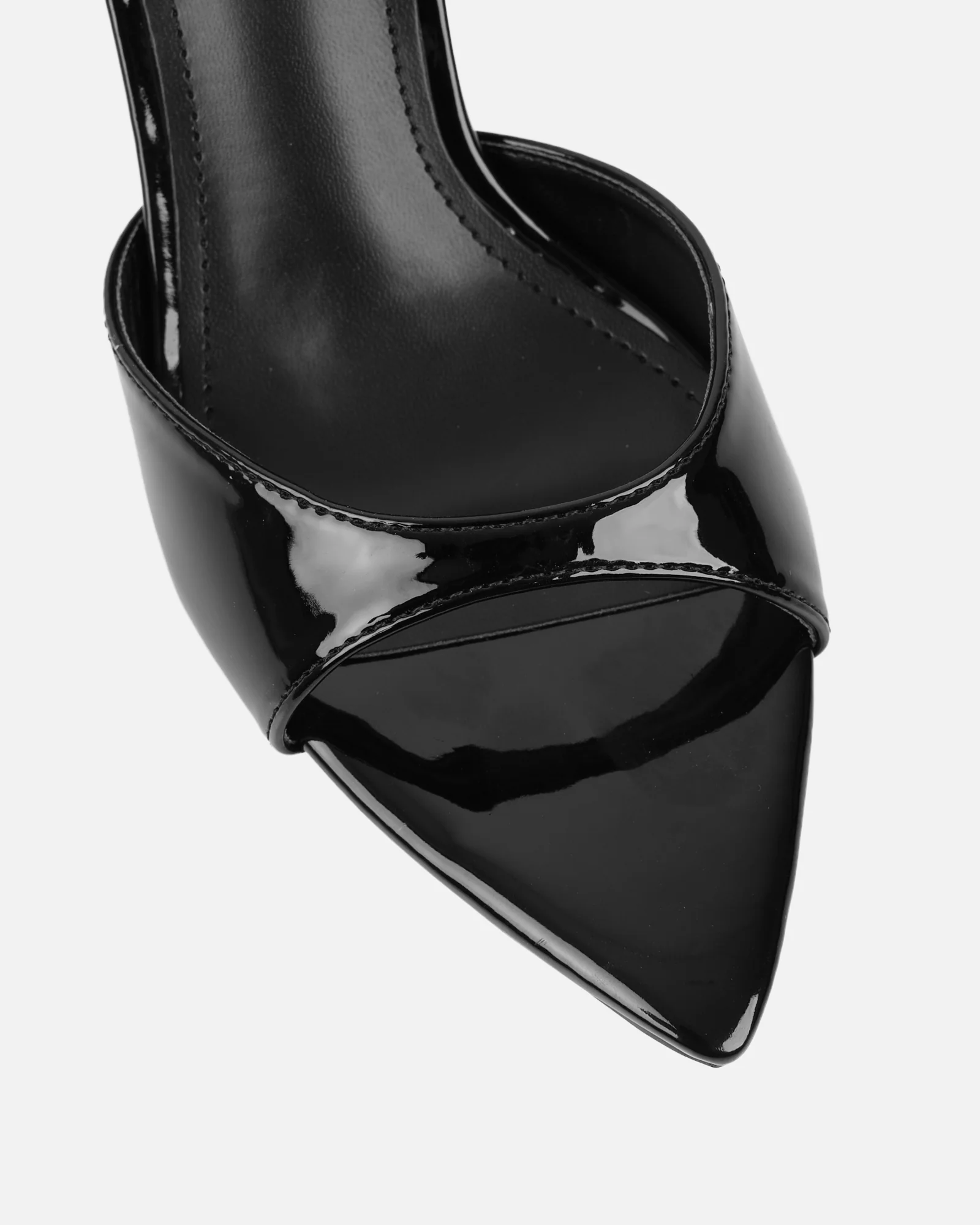 Jerez Black Patent Peep Toe Heeled Sandals Wide Fit - Image 4